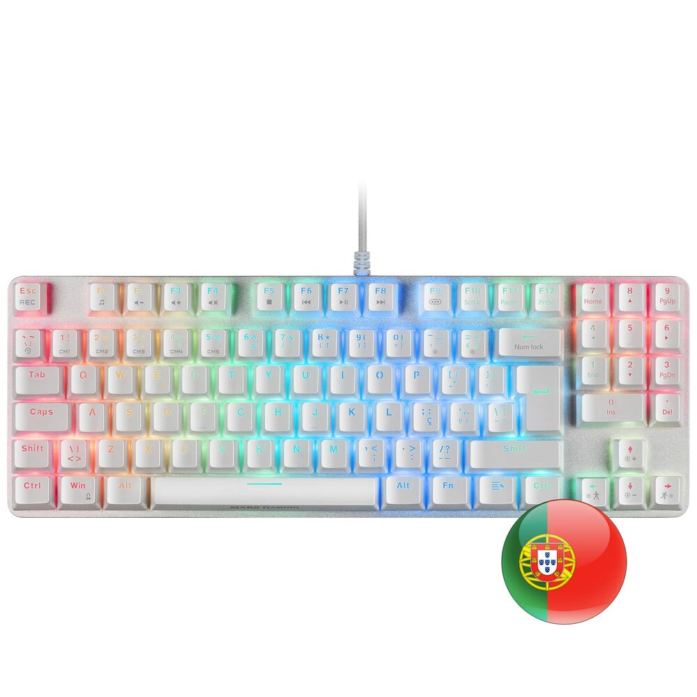 Tastatur Mars Gaming MKREVOPROWBPT Hvid LED RGB
