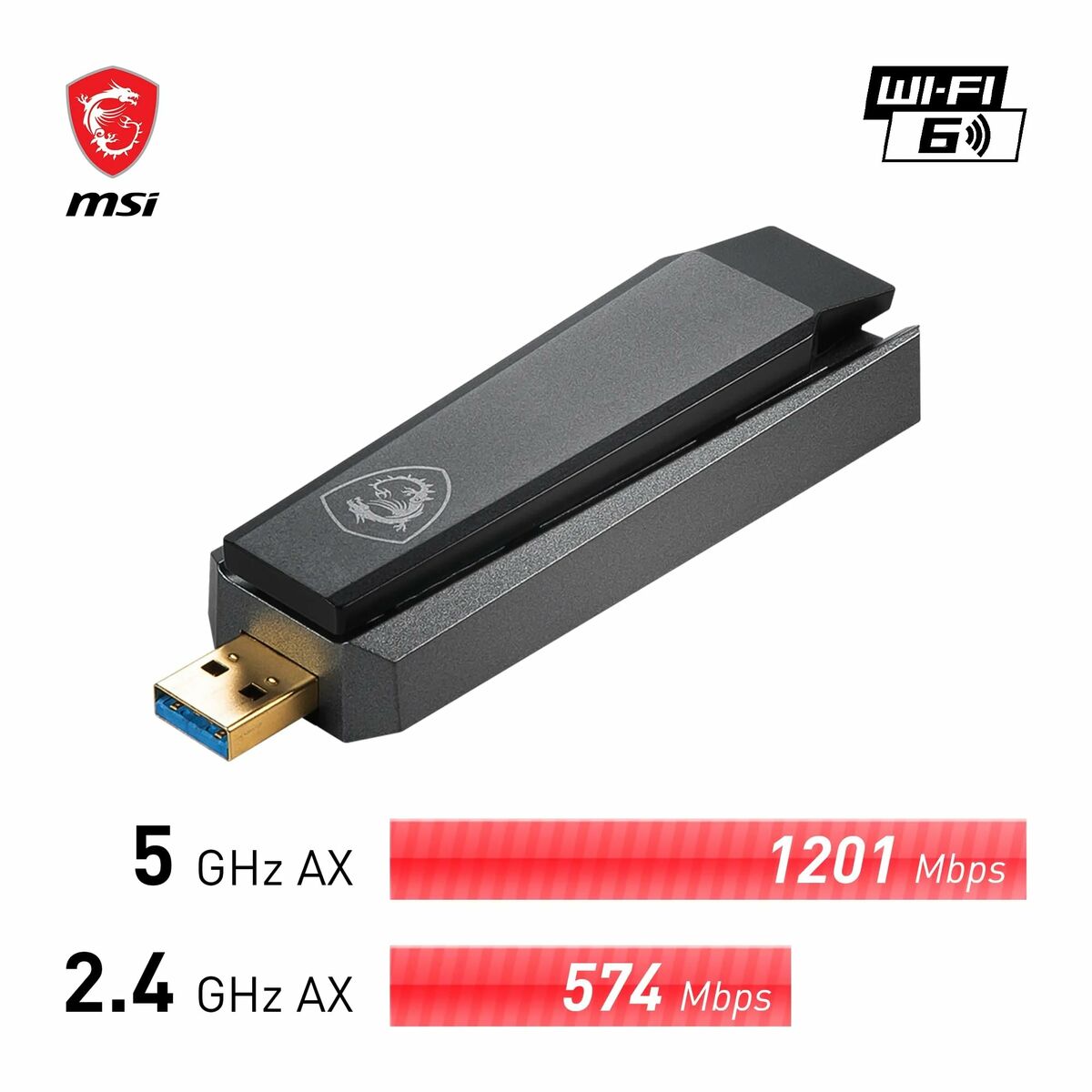 Afbeeldingen van USB Adaptor MSI AX1800 Black