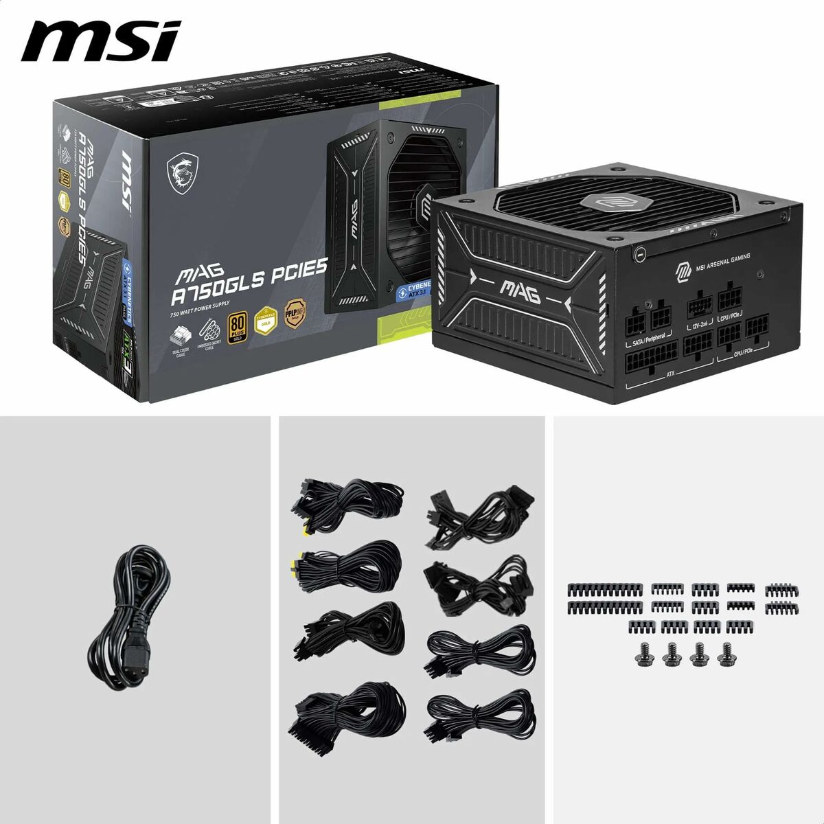 Picture of Power supply MSI 306-7ZP1B11-CE0 750 W 80 Plus Gold ATX