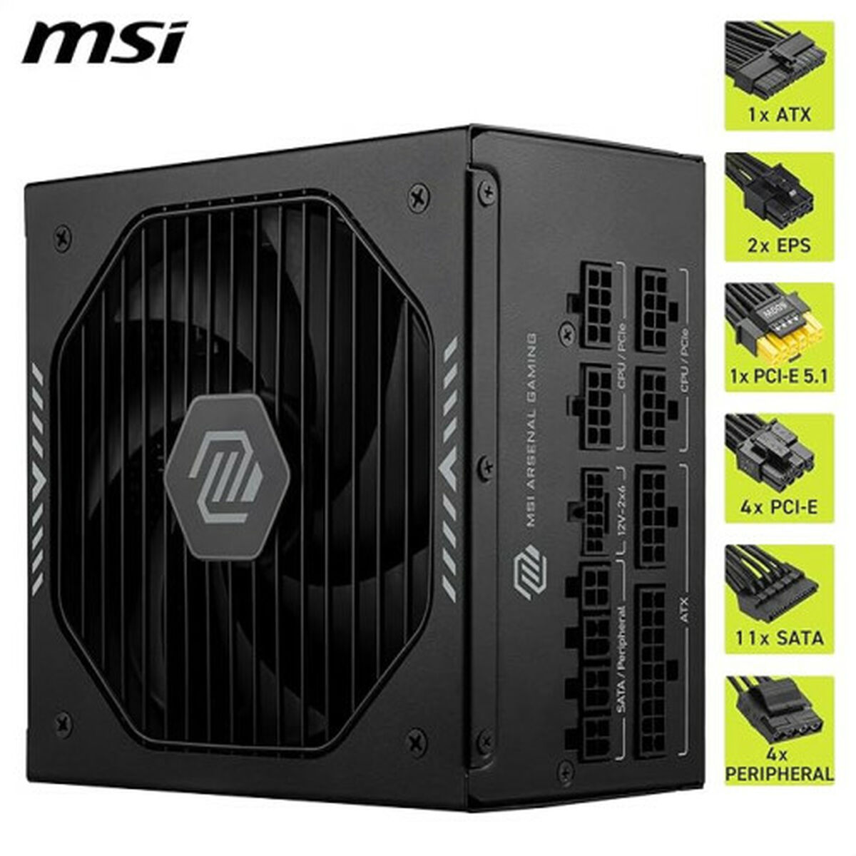 Picture of Power supply MSI 306-7ZP1B21-CE0 1000 W 80 Plus Gold ATX