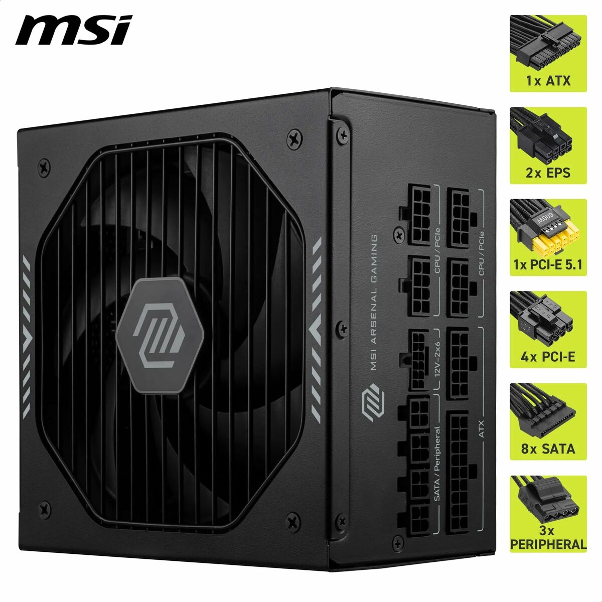 Afbeeldingen van Power supply MSI 306-7ZPIY11-CE0 850 W 80 Plus Gold ATX