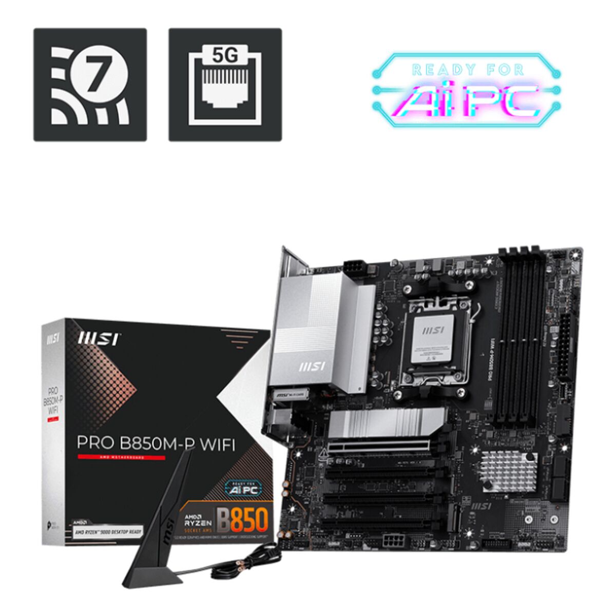 Carte Mère MSI PRO B850M-P WIFI Intel Wi-Fi 6 AMD AM5 AMD B850