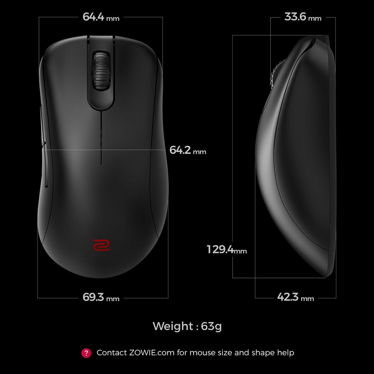 Kép Mouse Zowie 9H.N4TBE.A2E Black 3200 DPI