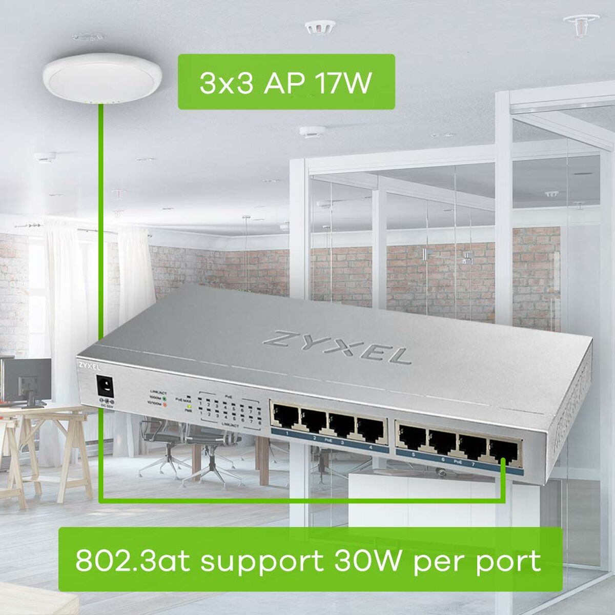 Picture of Switch ZyXEL GS1008HP-EU0101F 16 Gbps