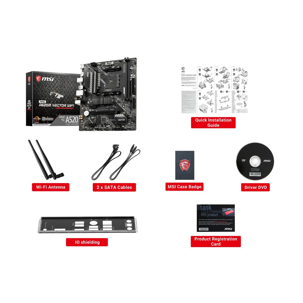 Kép Motherboard MSI MAG A520M VECTOR WIFI AMD A520 AMD AM4
