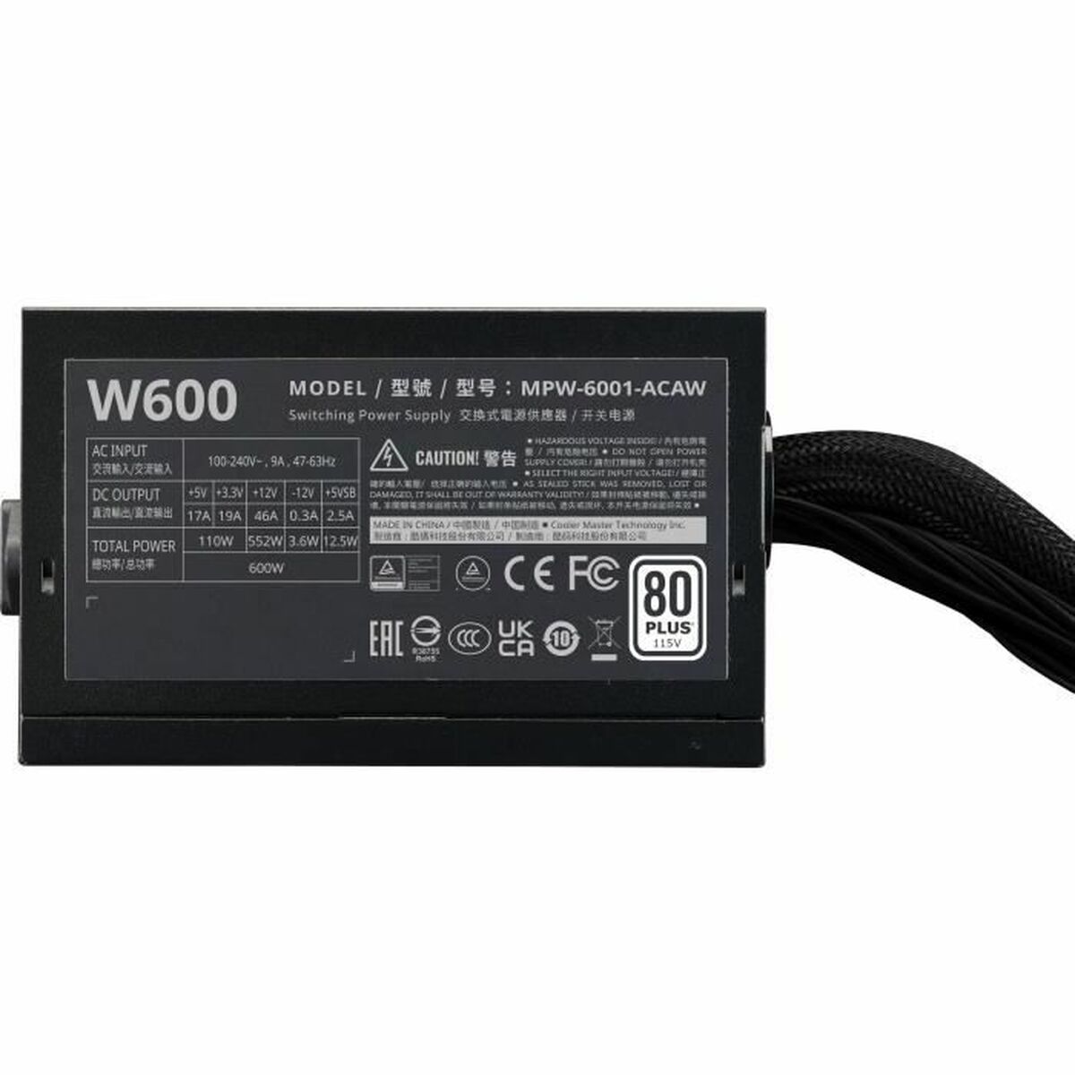 Picture of Power supply Cooler Master ATX 600 W 110 W 80 PLUS