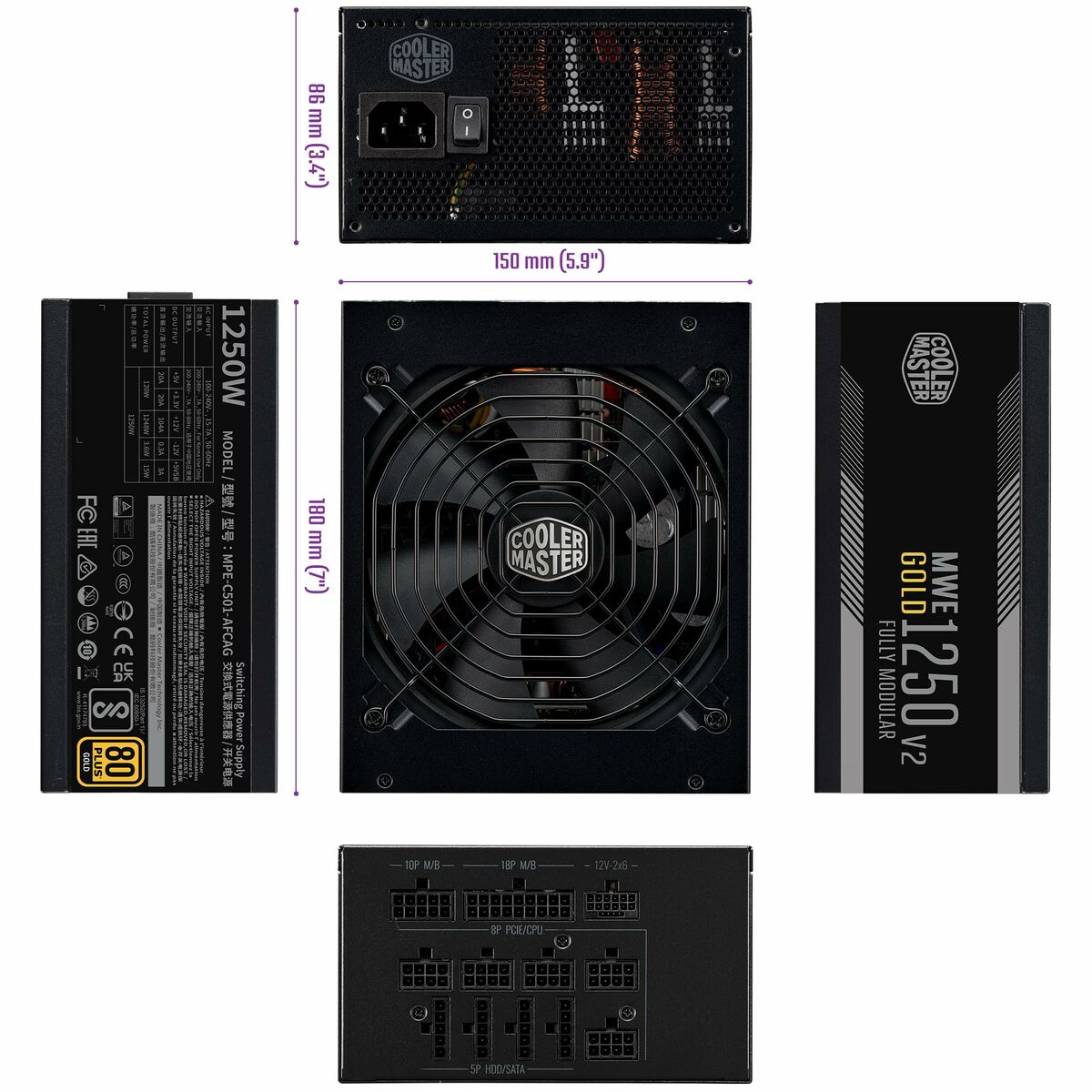 Afbeeldingen van Power supply Cooler Master Cooler Master ATX 80 Plus Gold