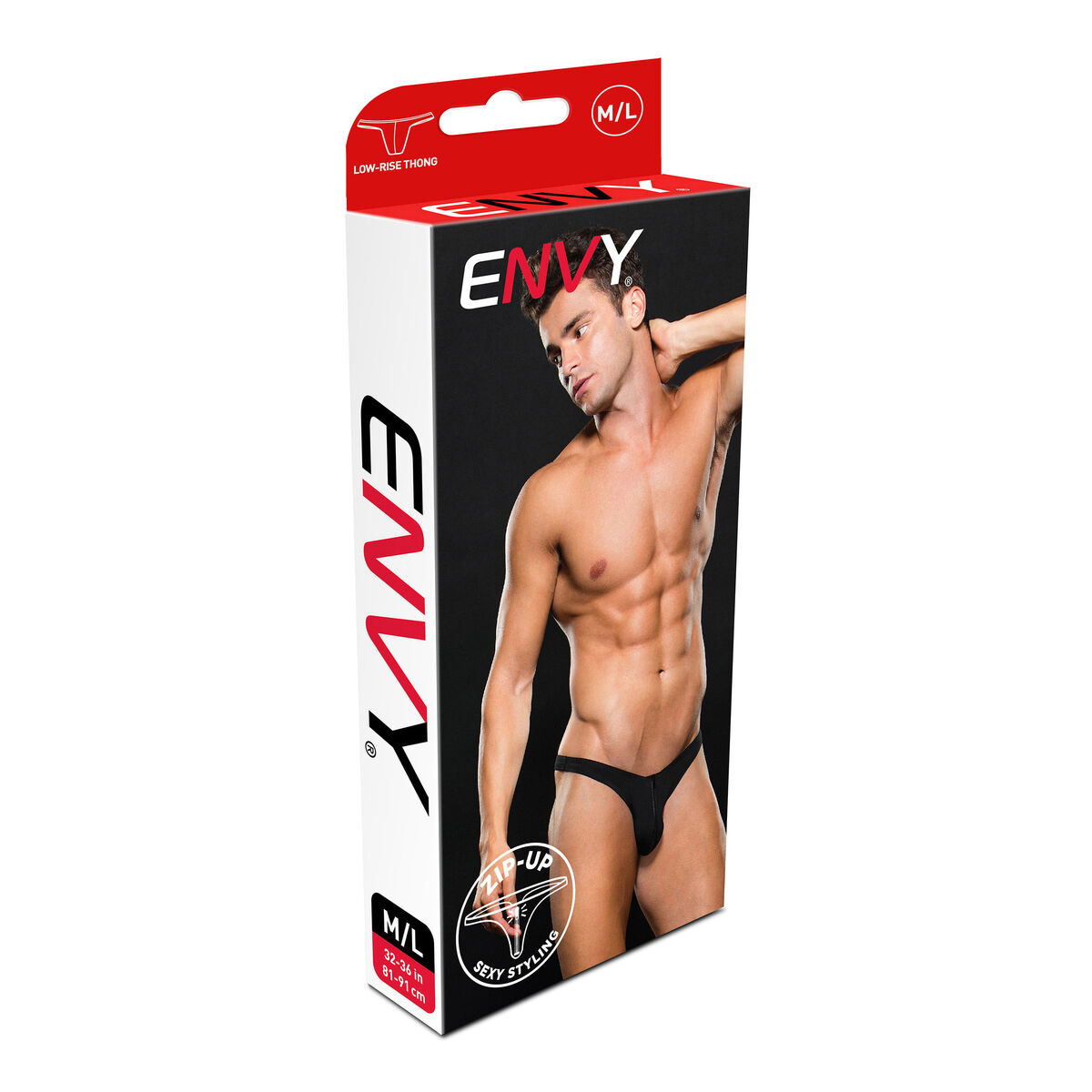 Tanga Envy Lowrise Zip Černý L/XL