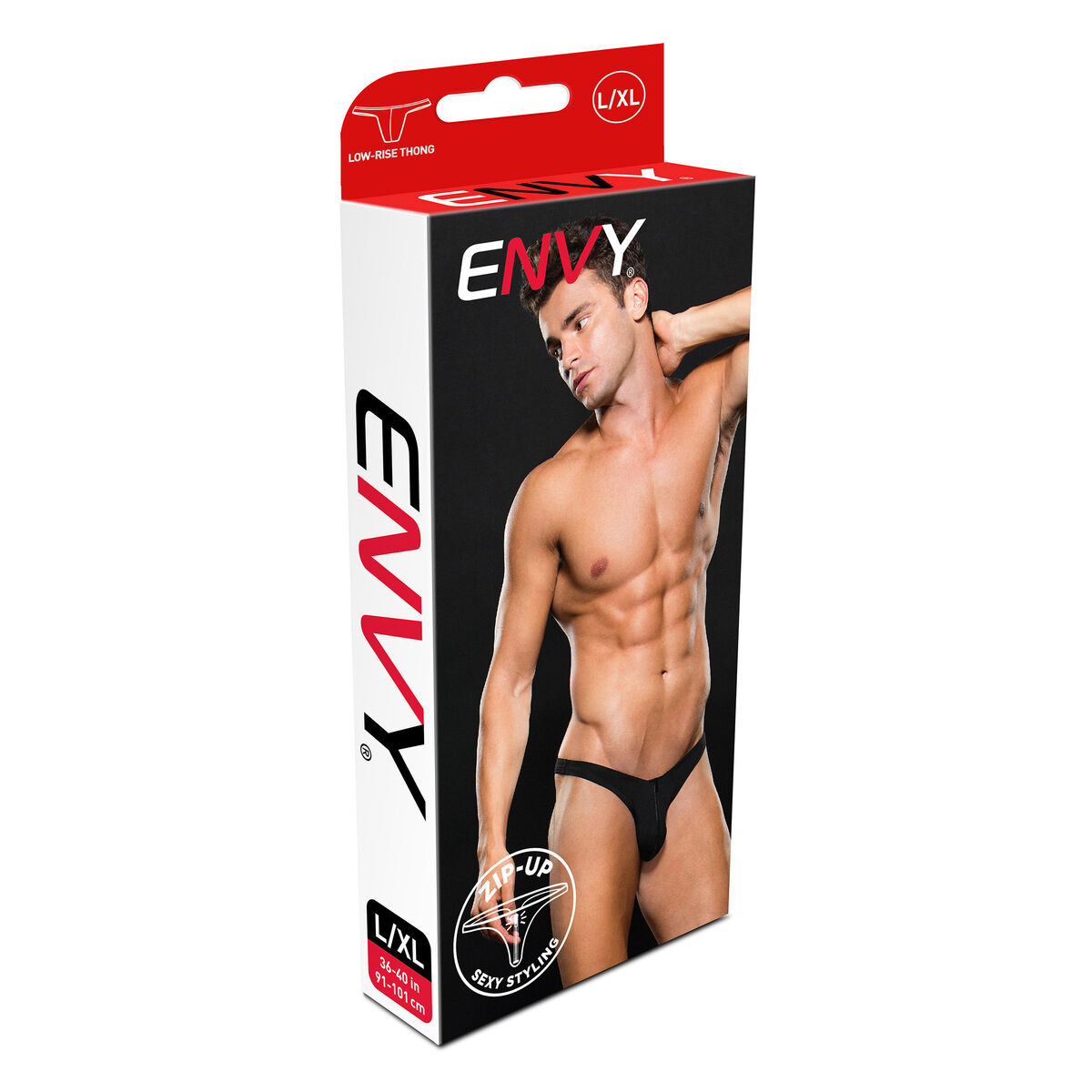 Tanga Envy Lowrise Zip Černý L/XL