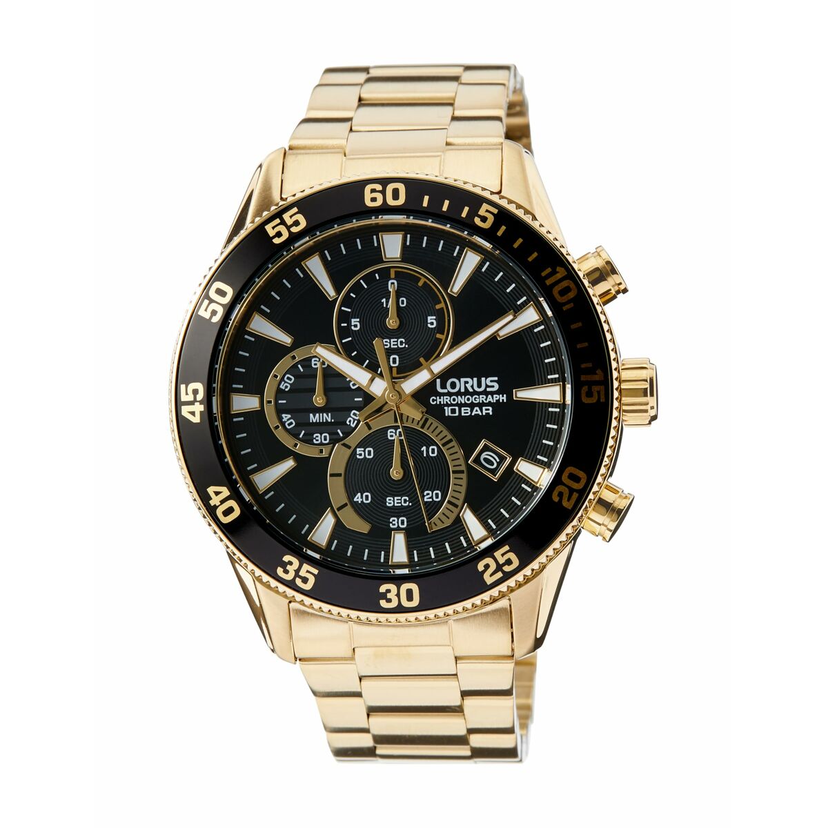 Si vous aimez suivre les dernières tendances en matière de mode et accessoires, achetez Montre Homme Lorus RM330JX9 Noir au meilleur prix. Genre: HommeLiens supplémentaires: NonType de montre: Montre-braceletPays / région de fabrication: ChineCouleur: NoirMateriau du boîtier: Acier inoxydableCouleur du bracelet: OrMatériau du bracelet: Métaldiamètre approx.: 45 mmType de mouvement: Quartz