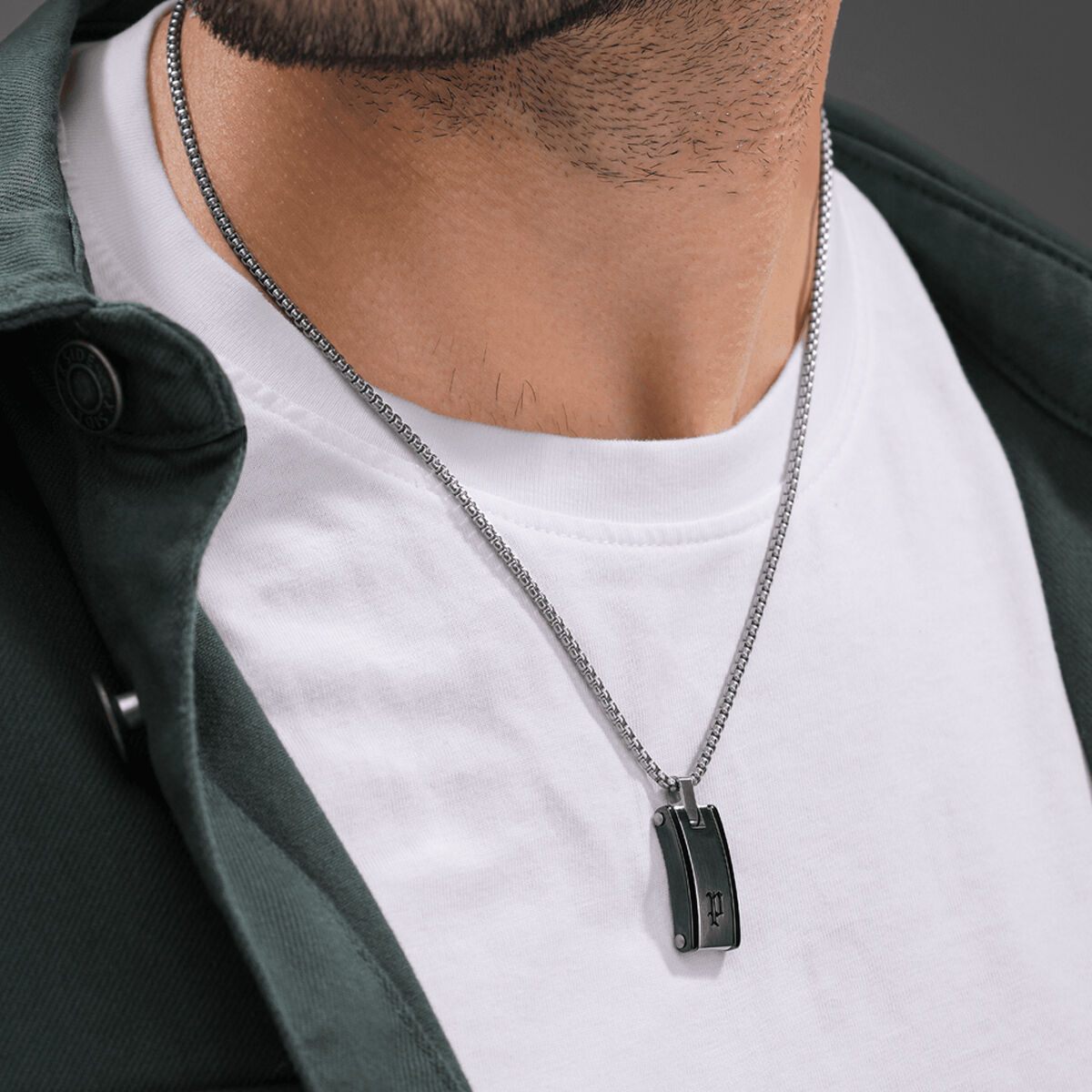 Ketting Heren Police PEAGN0078601 Zilverkleurig