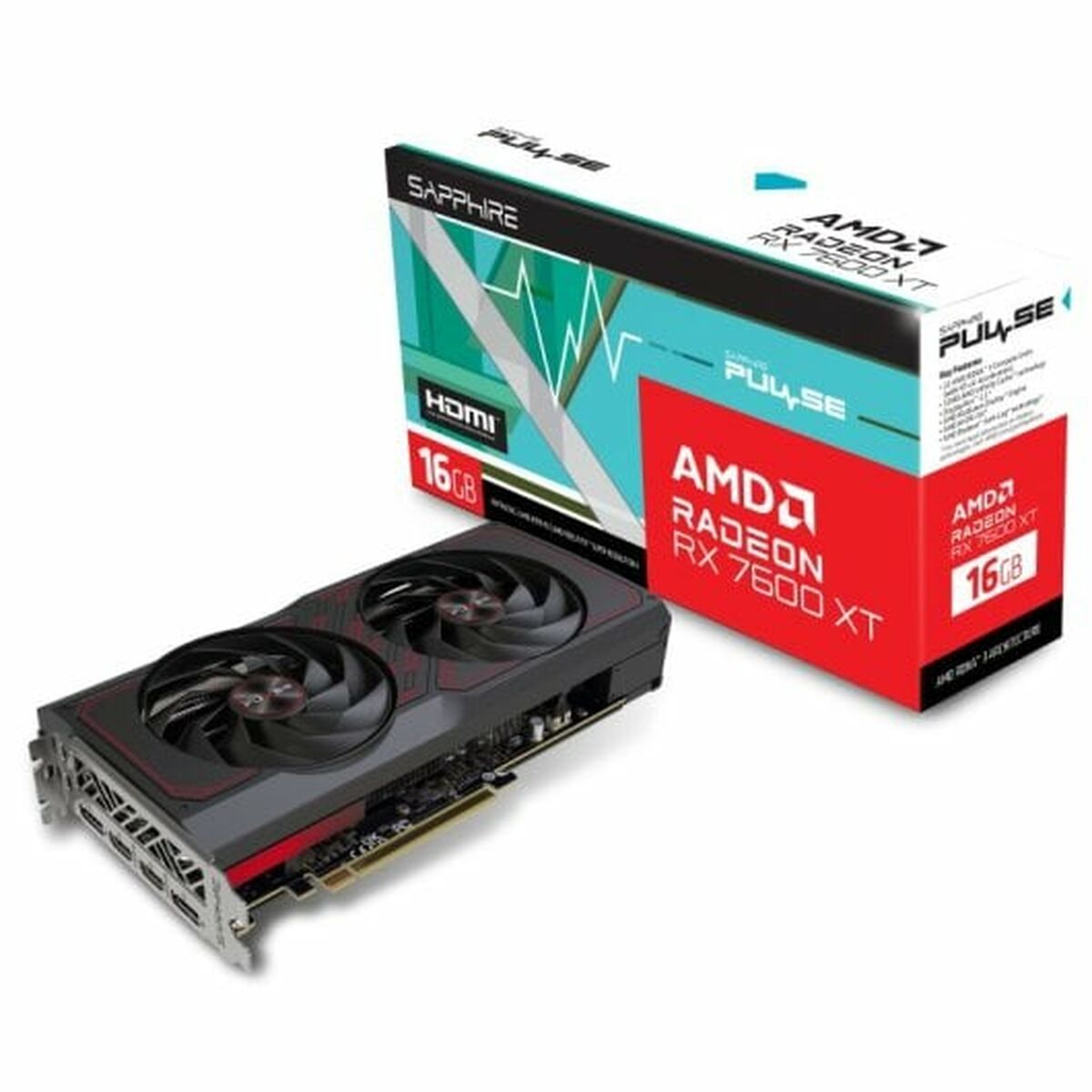 Sapphire PULSE AMD Radeon RX 7600 XT Grafikkort - 16 GB GDDR6