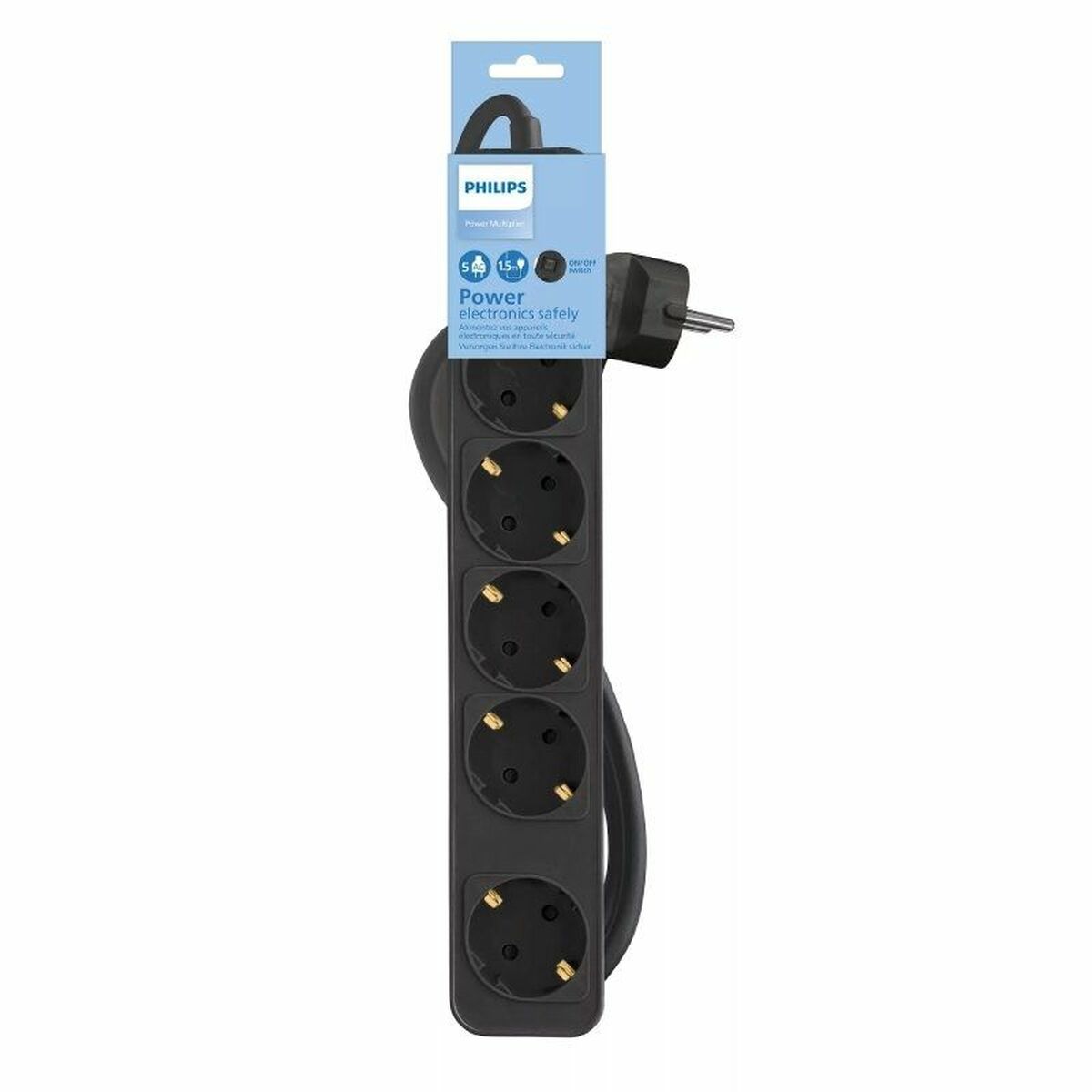 Afbeeldingen van Power Socket - 5 sockets with Switch Philips CHP2154B/10 (1,5 m)