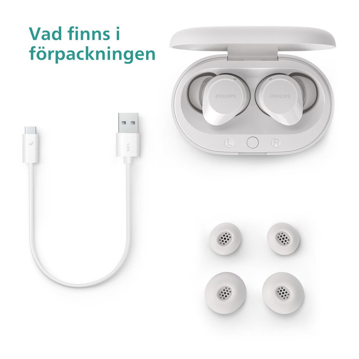 Bild von Wireless Earphones with Charging Case Philips TAT1209WT White
