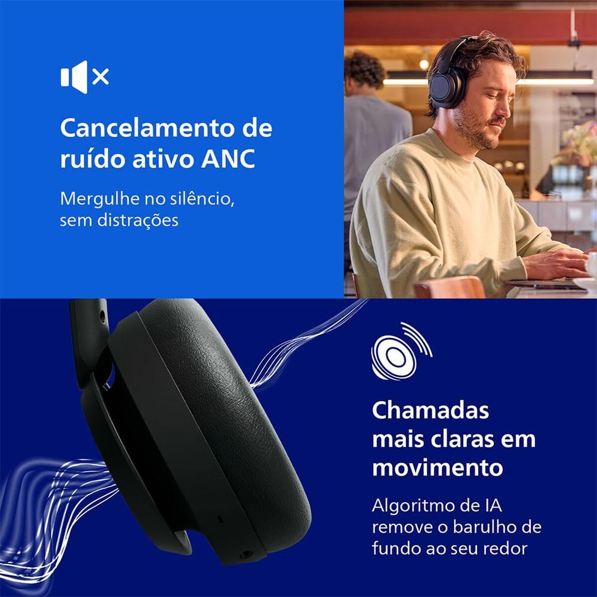 Obrazek Bluetooth Headband Headphones Philips TAH6509BK Black