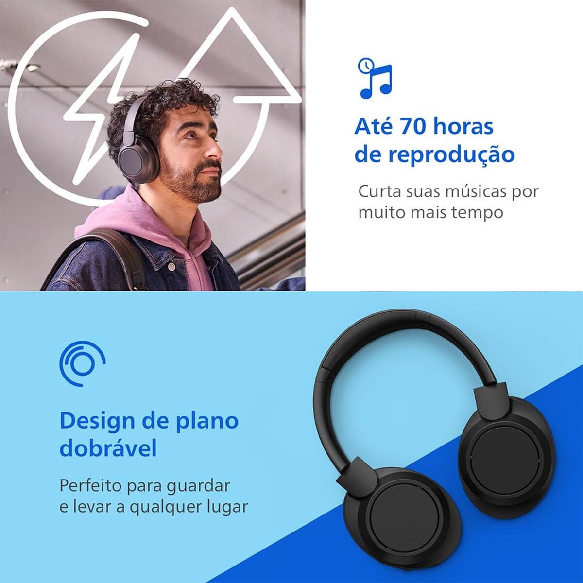 Obrazek Bluetooth Headband Headphones Philips TAH6509BK Black