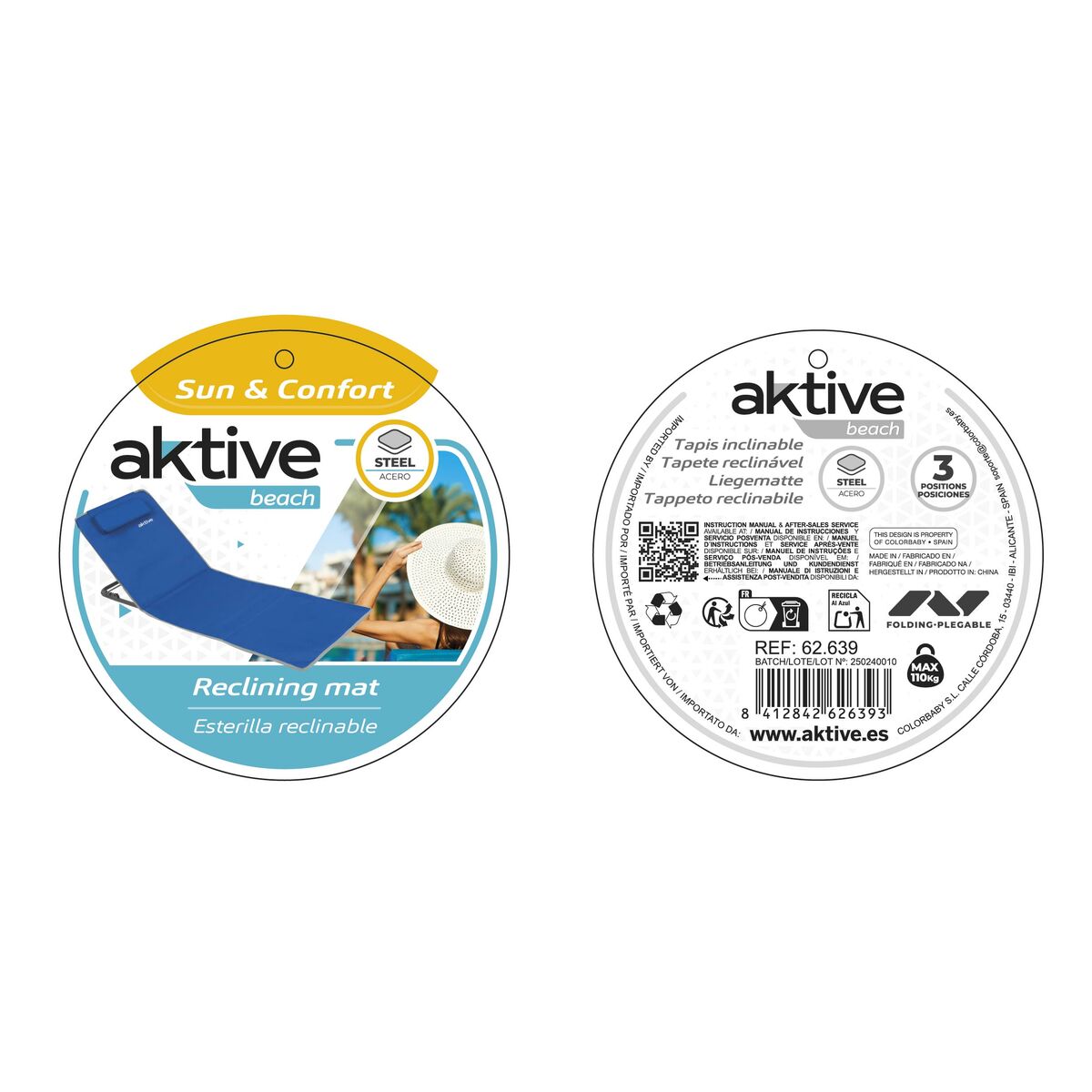 Mat Aktive Reclining 147 x 55 x 48 cm PVC 600D Blue Steel Sponge (4 Units)