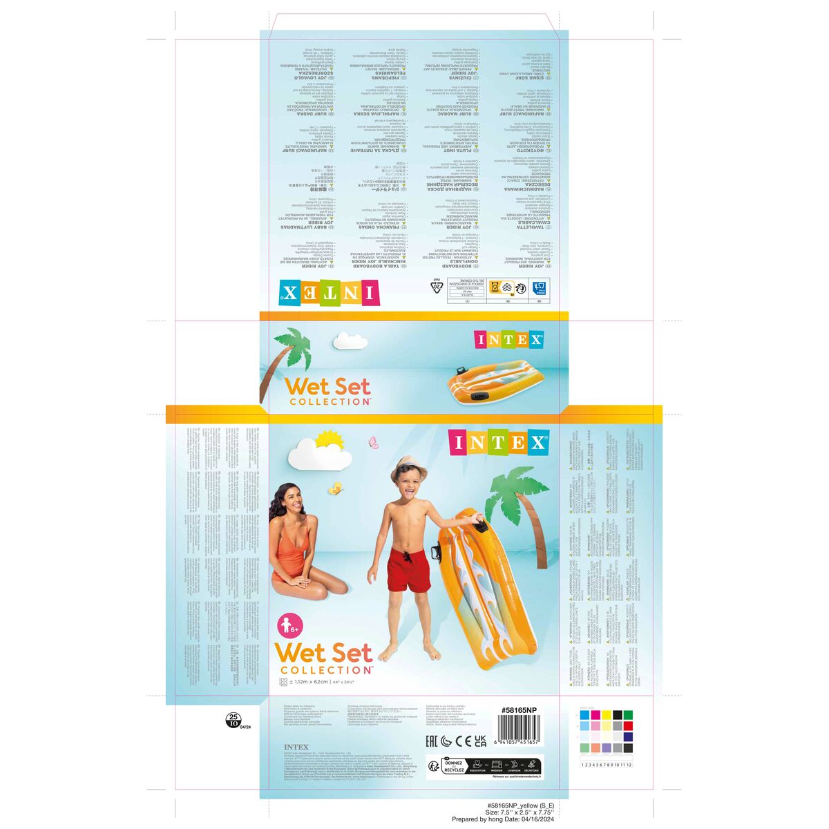 Inflatable pool figure Intex Joy Rider 62 x 112 cm Surf Board (12 Units)