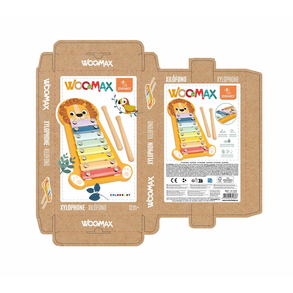 Ksylofon Woomax Lew Drewno 16 x 2,5 x 26 cm (6 Sztuk)