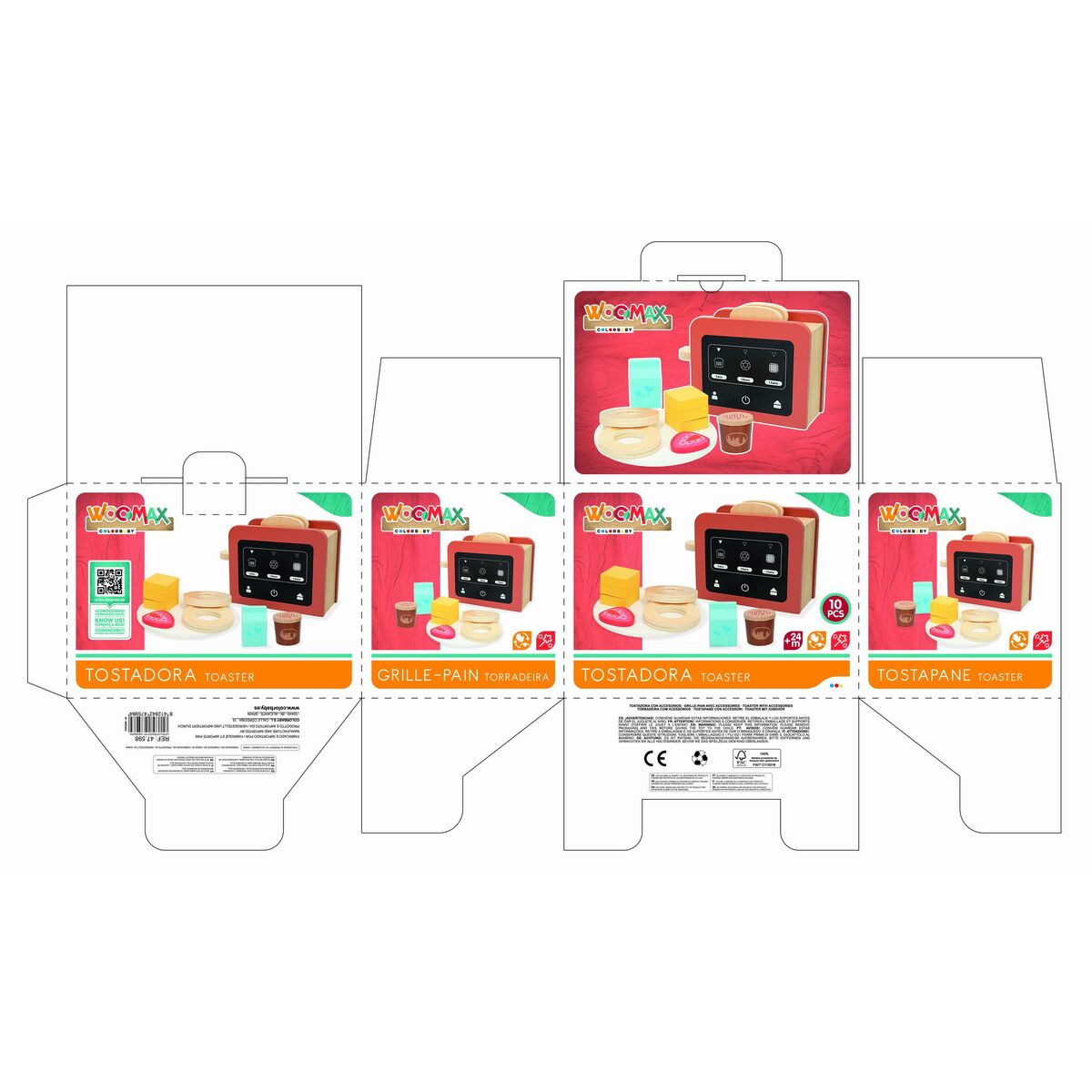 Zabawkowy toster Woomax 10 Części 18,5 x 12,5 x 7,5 cm (4 Sztuk)