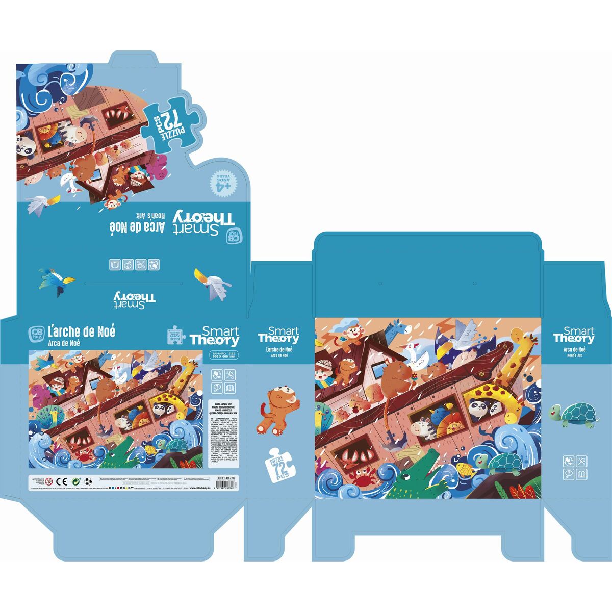 układanka puzzle Colorbaby Noah's Ark 72 Części 90 x 60 cm (6 Sztuk)