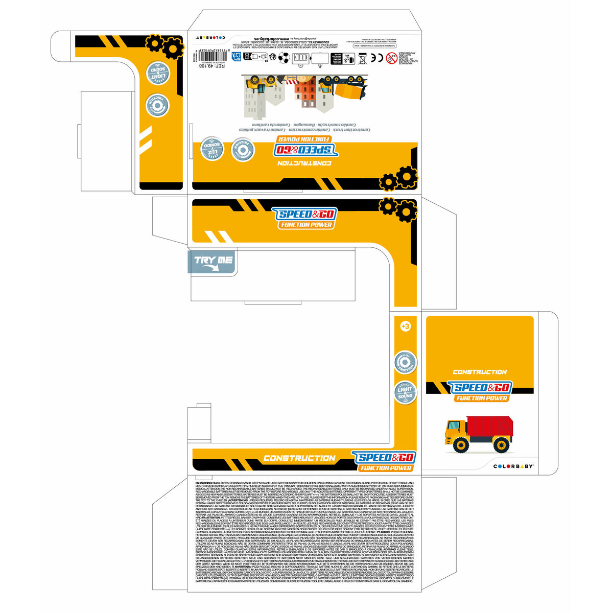 Ciężarówka do robót publicznych Speed & Go 14,5 x 9 x 7,5 cm (6 Sztuk)