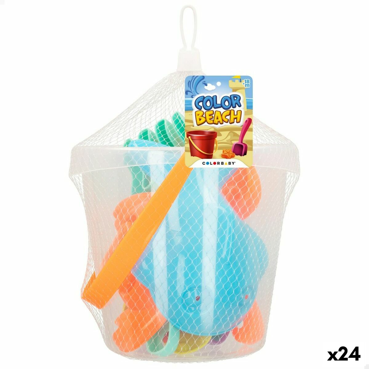 Σετ Παιχνιδιών για τη Παραλία Colorbaby Ø 18 cm (24 Μονάδες)