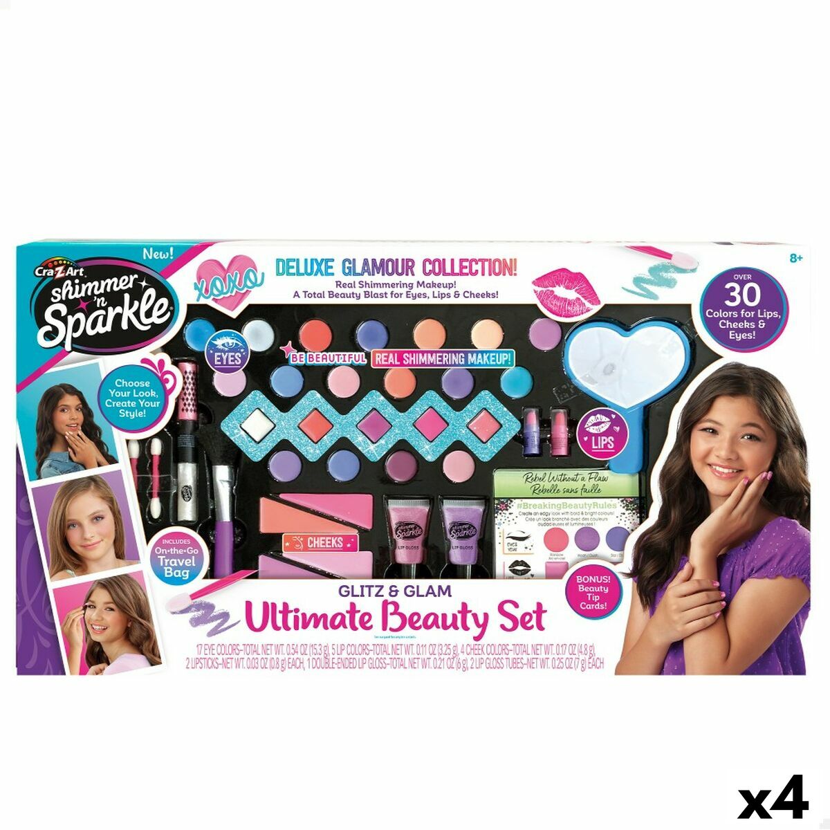 Kit de maquillage pour enfant Cra-Z-Art Shimmer 'n Sparkle Glitz and Glam 44,5 x 3,5 x 22,5 cm 4 Unités