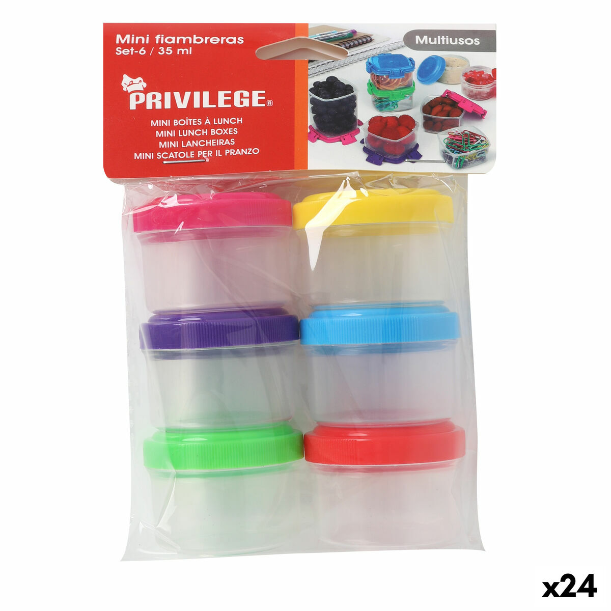 Set de Boites Privilege 35 ml Ø 4,5 x 3 cm 6 Pièces (24 Unités)