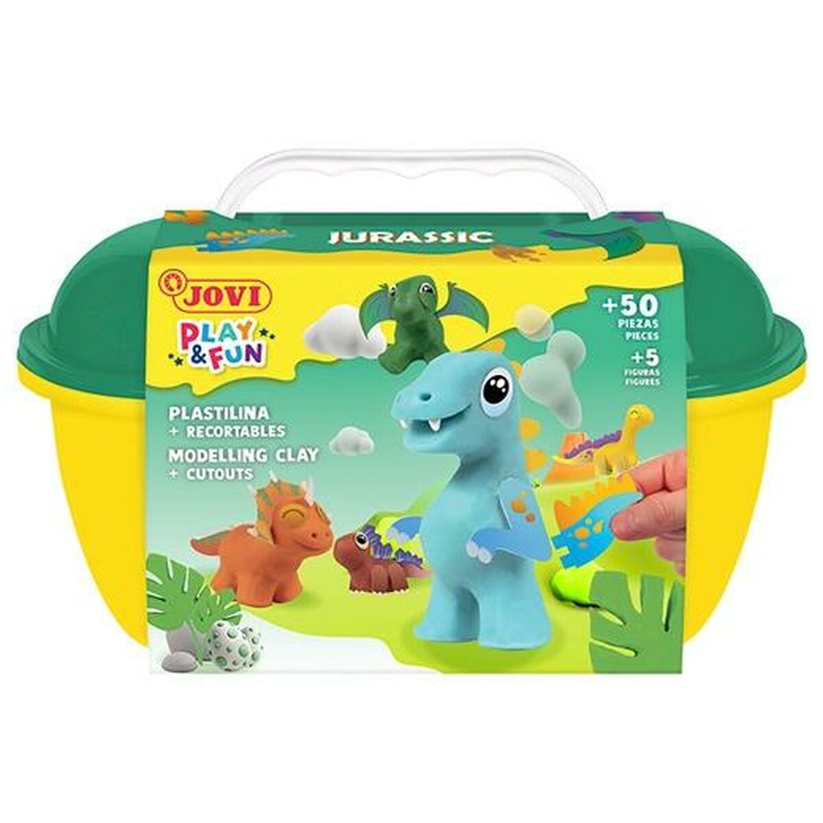 Image secondaire de Pâte à modeler en argile Jovi PLAY&FUN JURASIC Multicouleur (4 Unités)