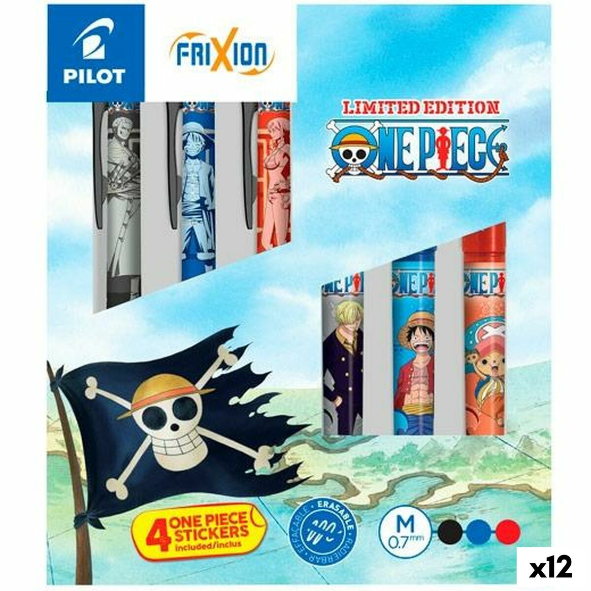 Ensemble de Stylos Pilot FRIXION BALL ONE PIECE Multicouleur 0,7 mm 6 Pièces (12 Unités)