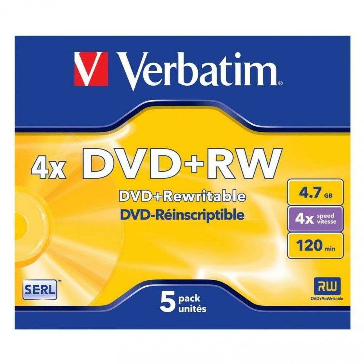 Afbeeldingen van DVD+RW Verbatim 4,7 GB 4x 5 Pieces (20 Units)