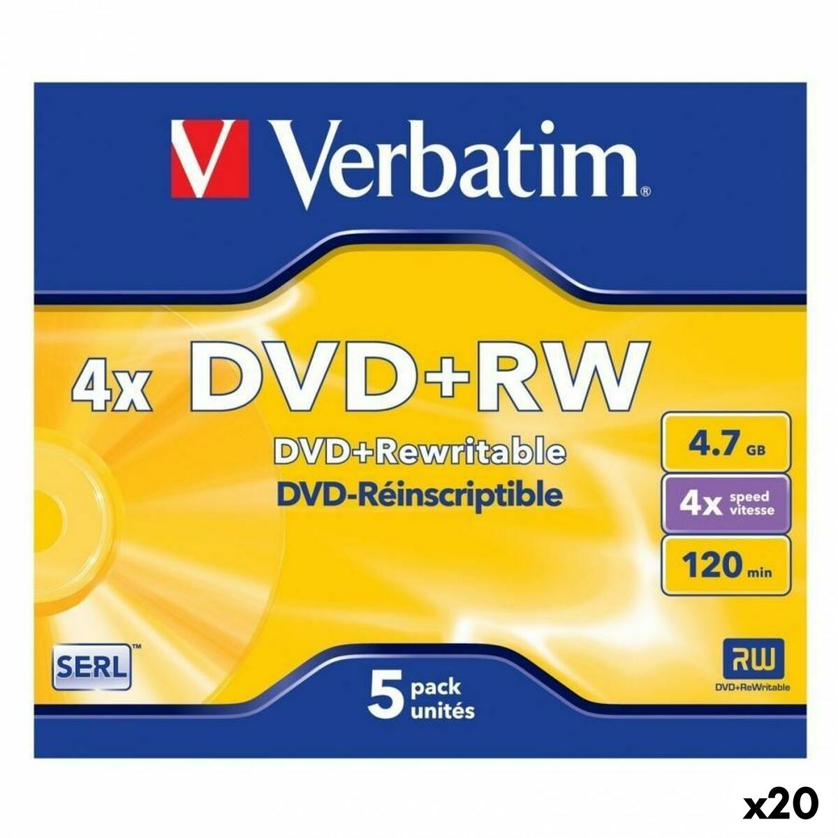 Afbeeldingen van DVD+RW Verbatim 4,7 GB 4x 5 Pieces (20 Units)