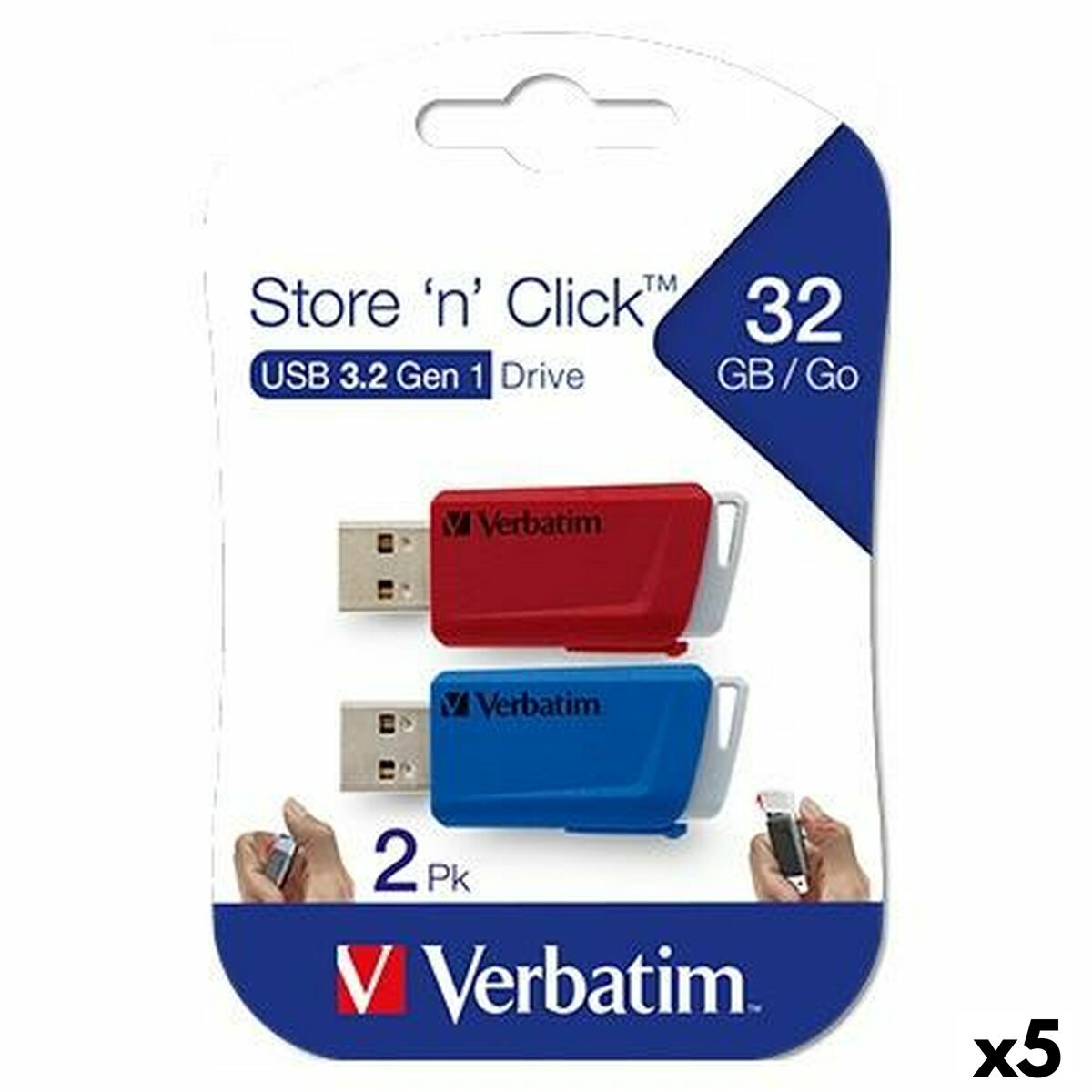 Afbeeldingen van USB stick Verbatim Multicolour 32 GB 2 Pieces (5 Units)