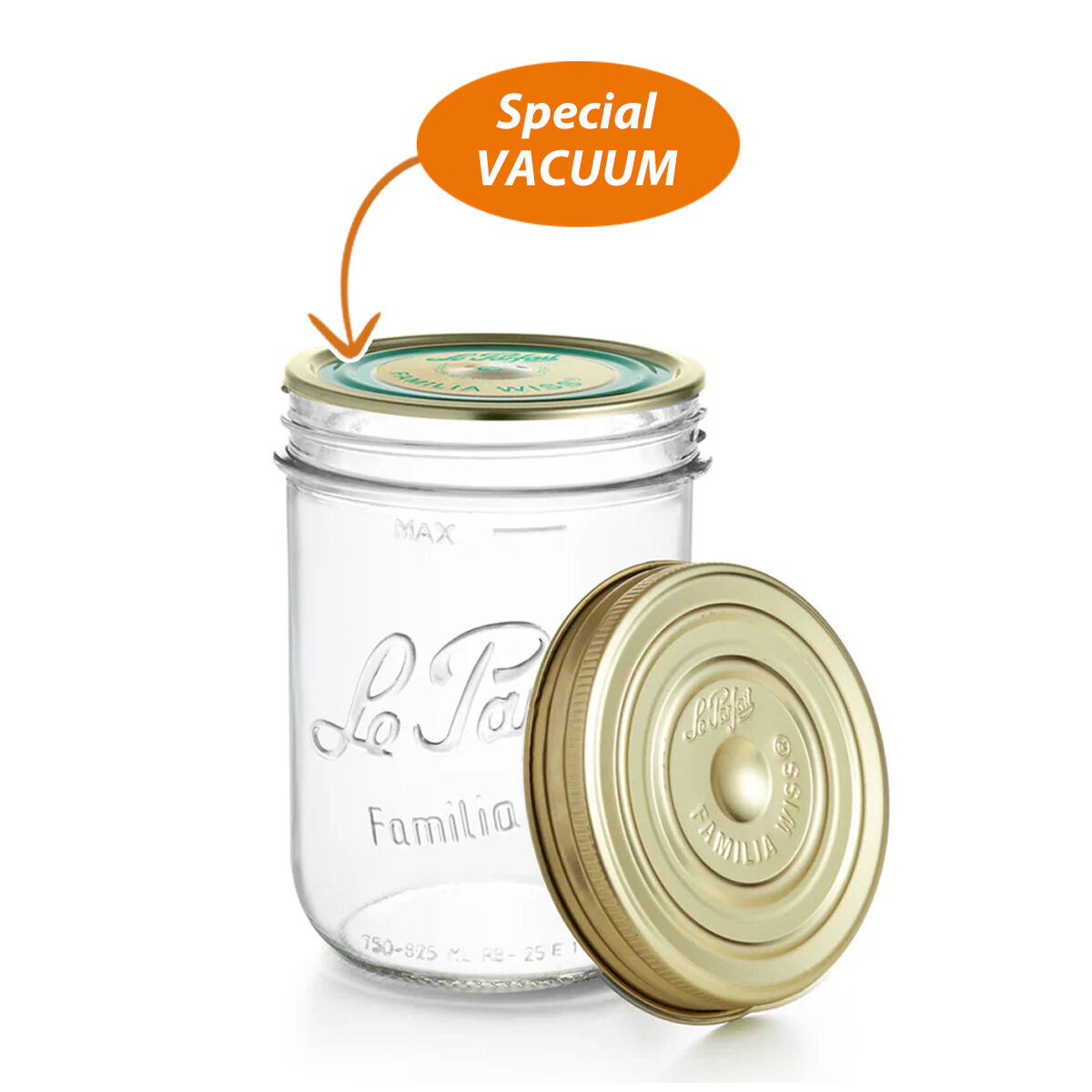 Jar Le Parfait Wiss Transparent Golden 750 ml Hermetic (6 Units), view 3