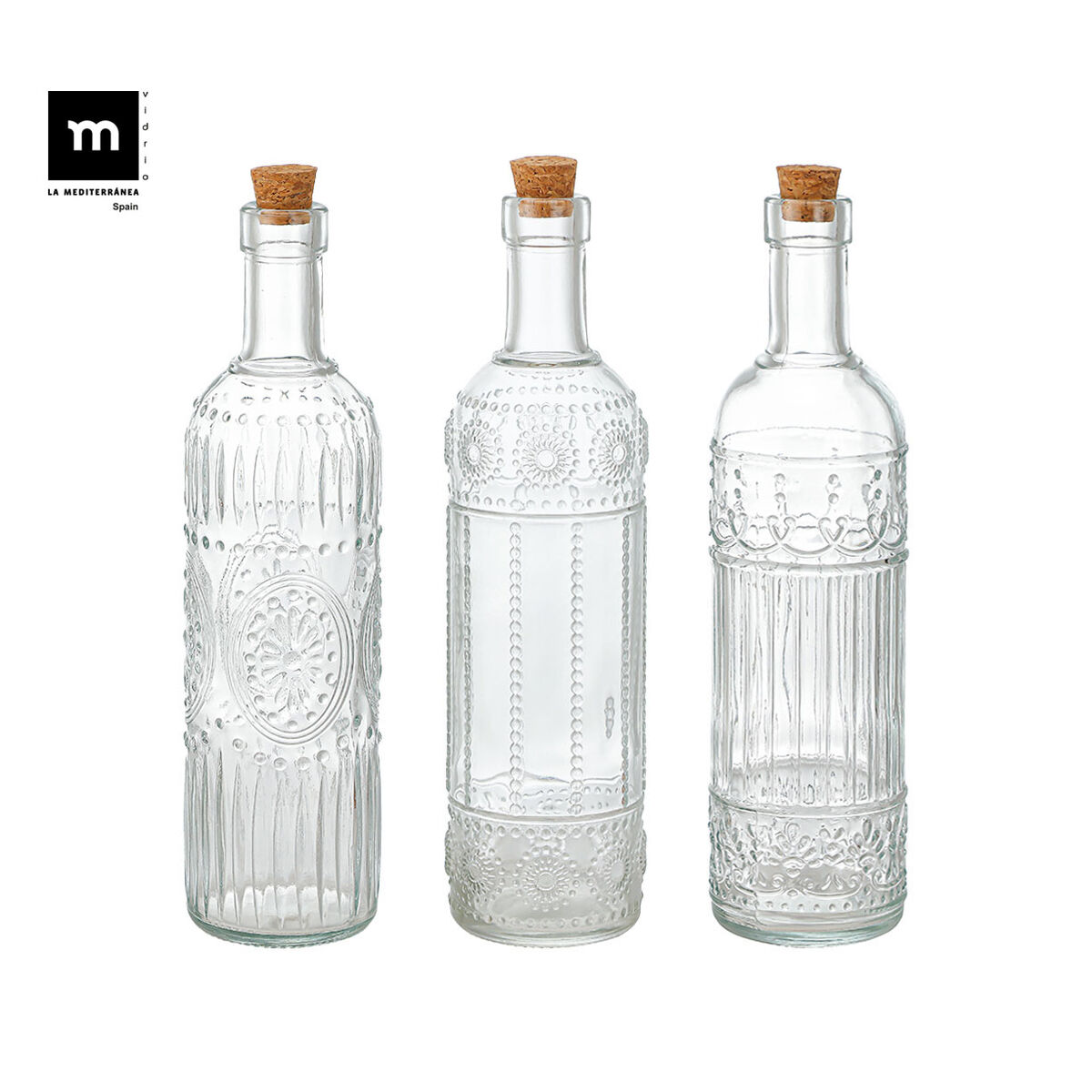 Glass Bottle La Mediterránea Transparent Cork Glass 1 L (12 Units), view 6