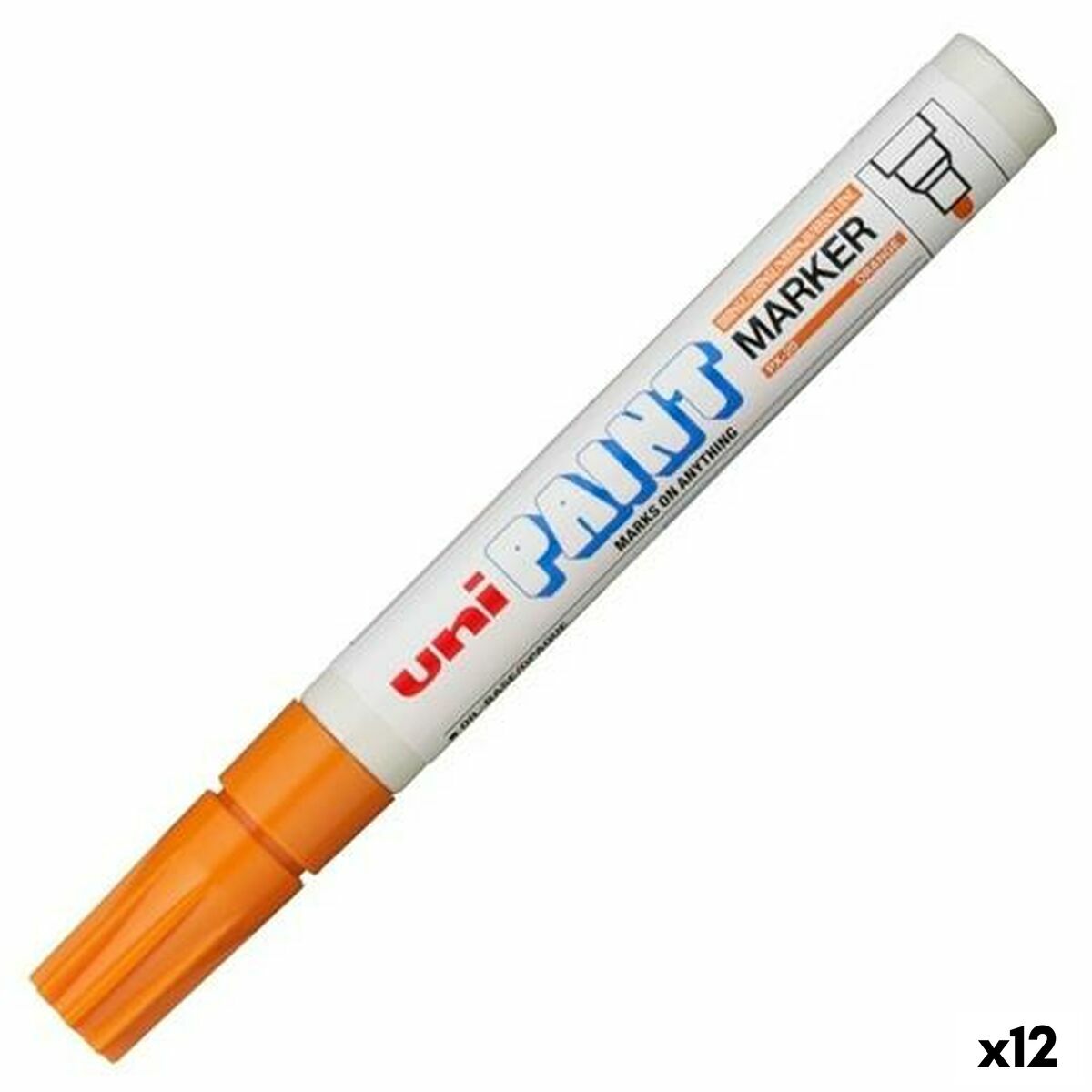 Marqueur permanent Uni-Ball PX-20 Orange 2,8 mm (12 Unités)