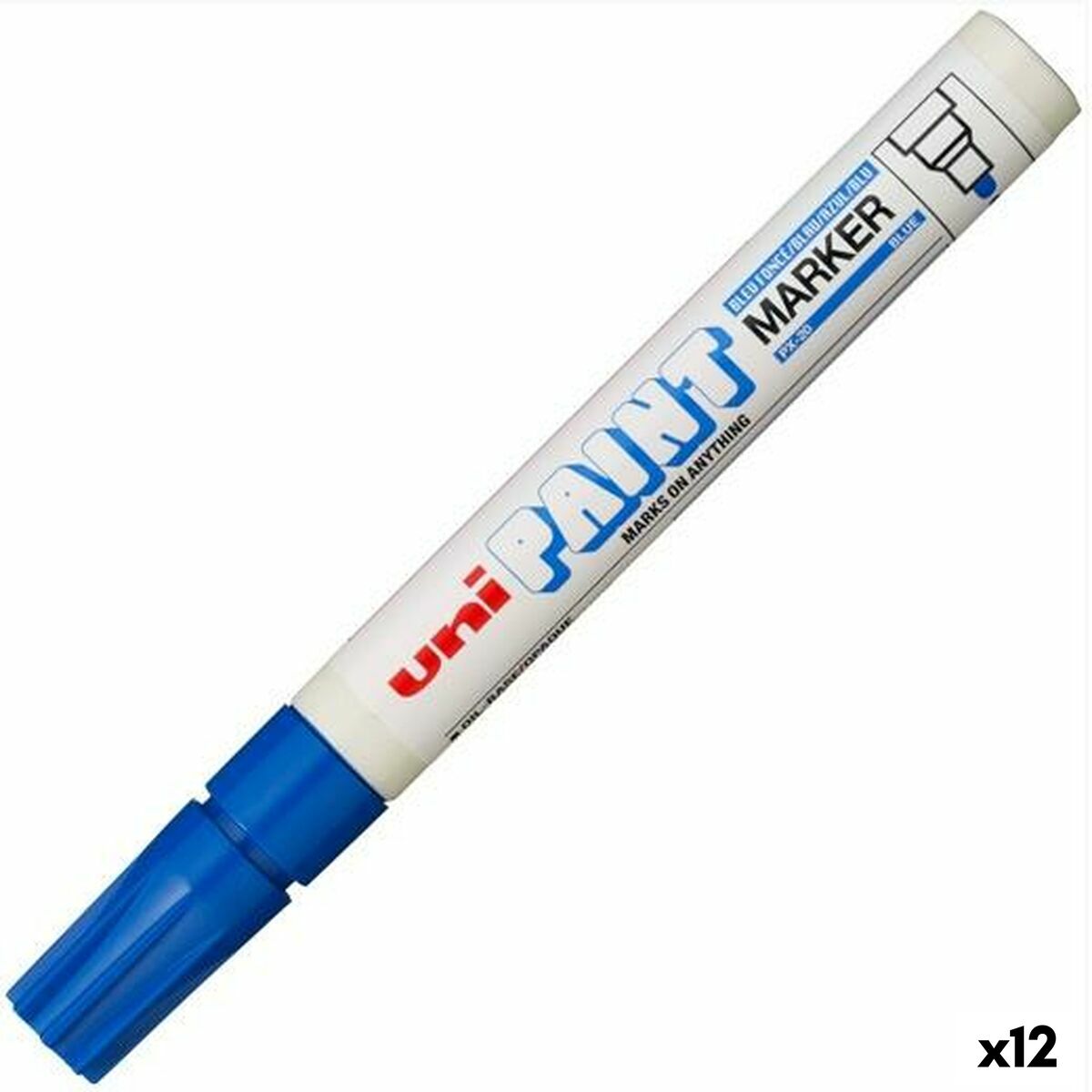 Marqueur permanent Uni-Ball PX-20 Bleu 2,8 mm (12 Unités)