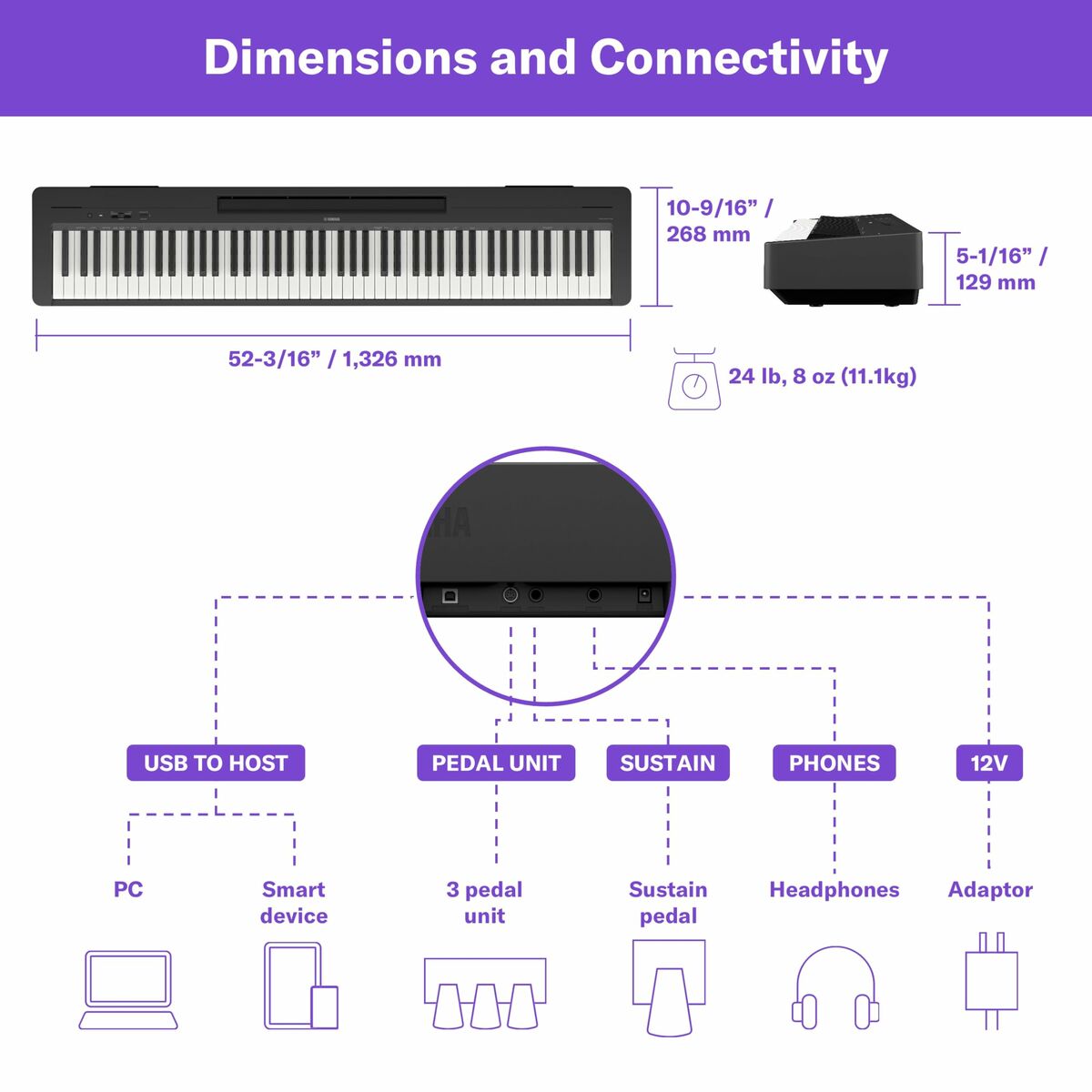 Keyboard YAMAHA P-145BT