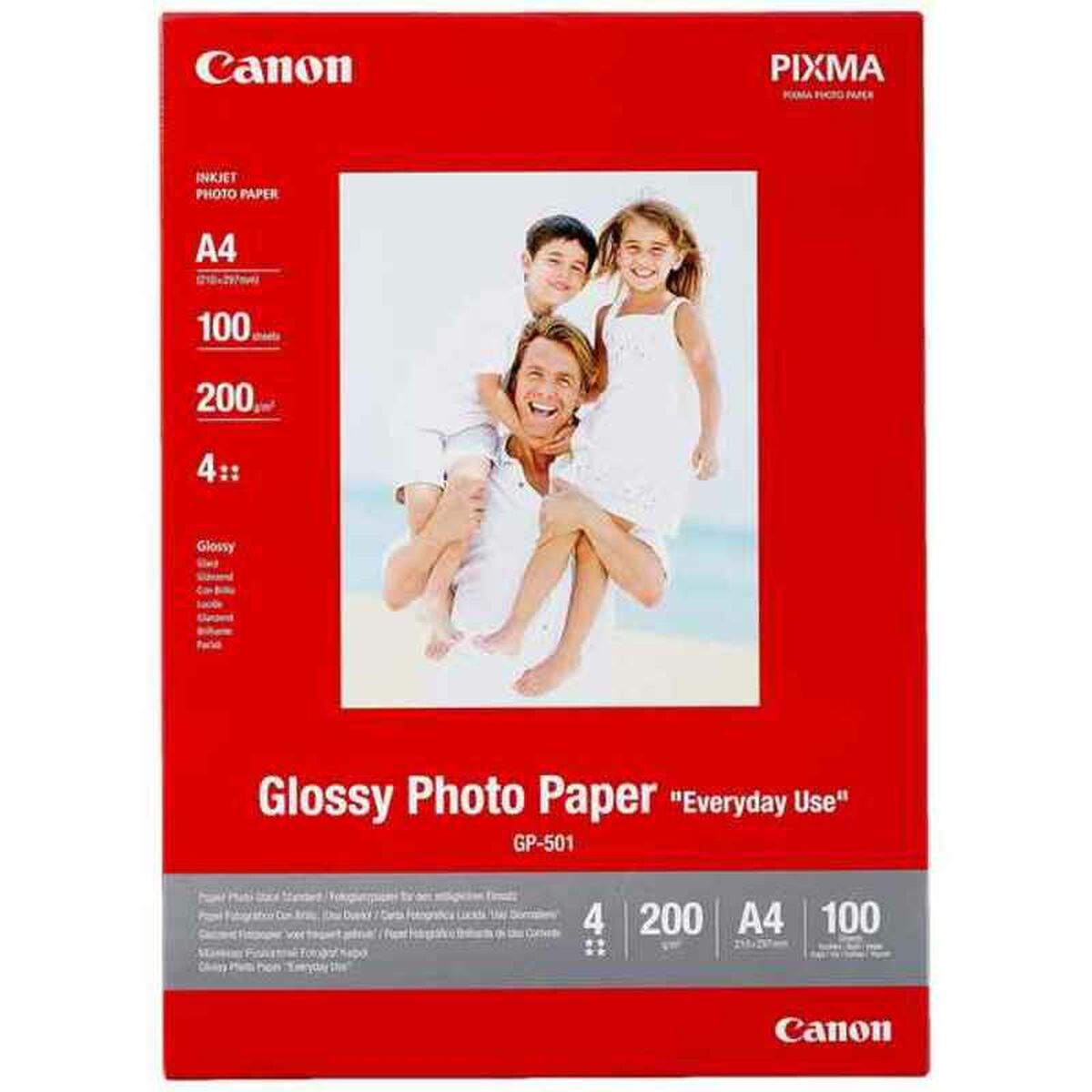 Papier Photo Glacé Canon 0775B001 A4 100 Volets Blanc Multicouleur