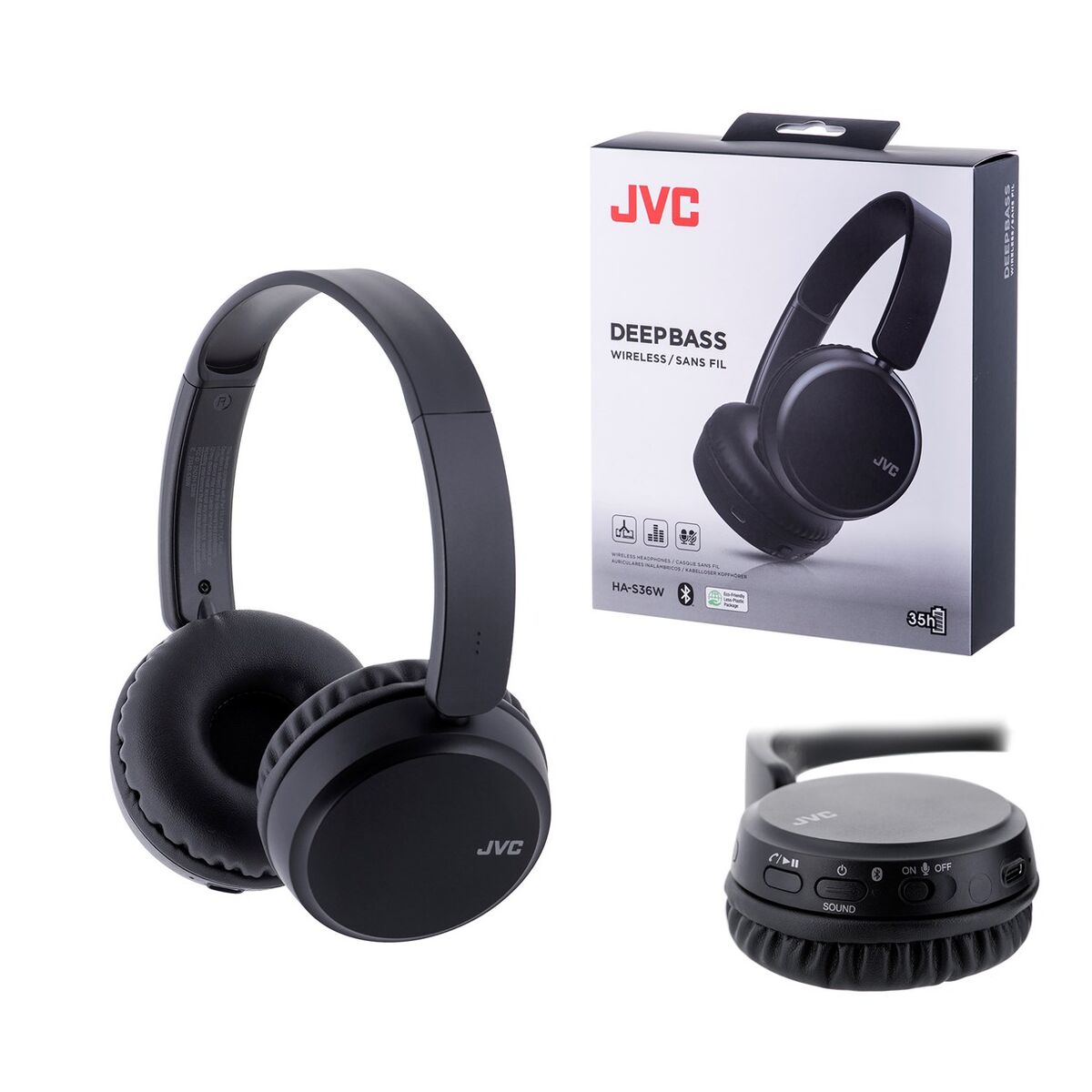Bluetooth laisvų rankų įranga su mikrofonu JVC HA-S36W Bluetooth Belaidis Bluetooth 5.2 Juoda