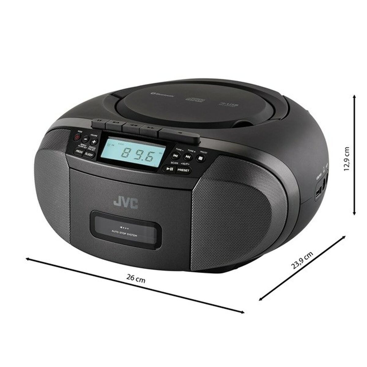 Afbeeldingen van Radio cassette JVC JVCRCE444B Black AM/FM