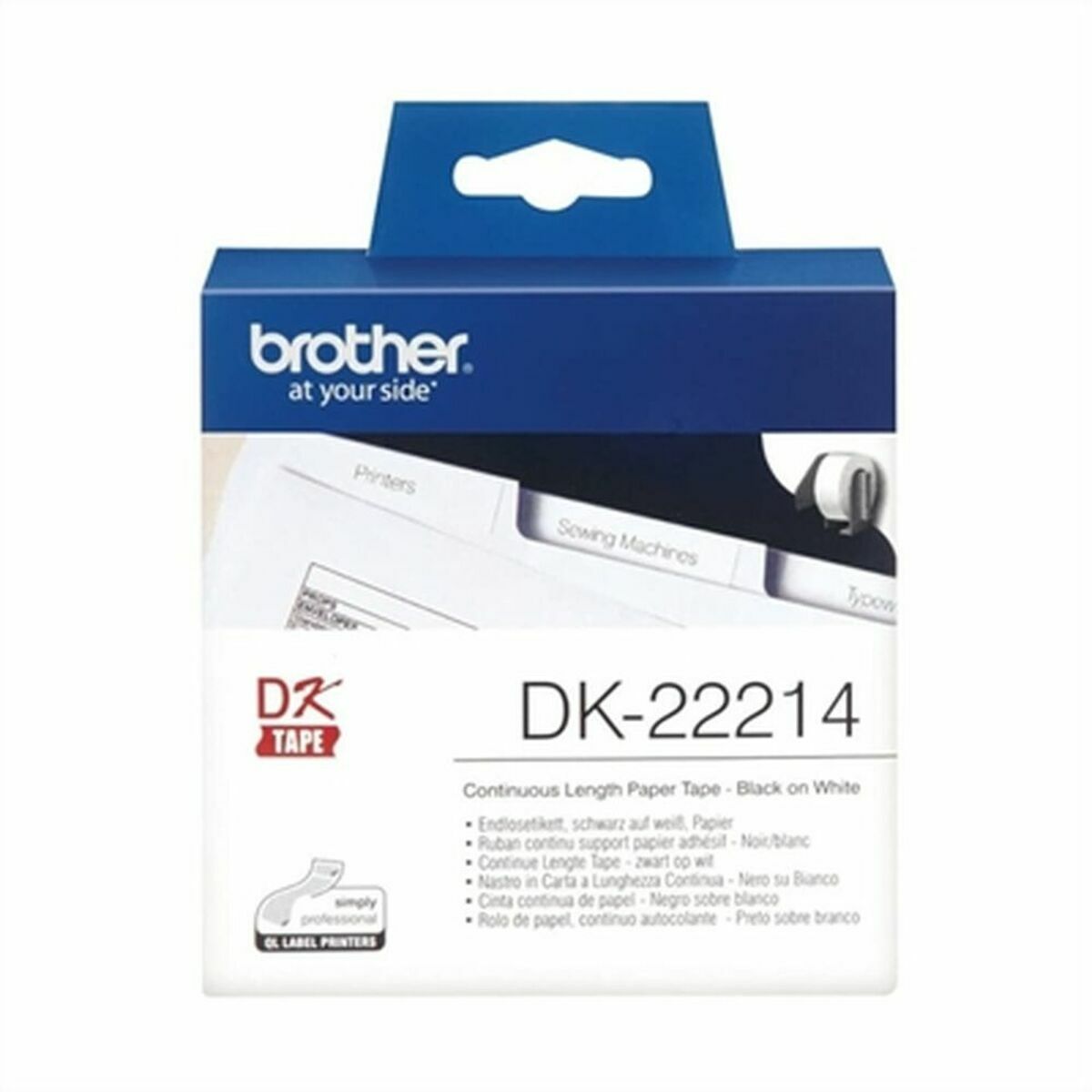 Kép Continuous Thermal Paper Tape Brother DK-22214 White Black