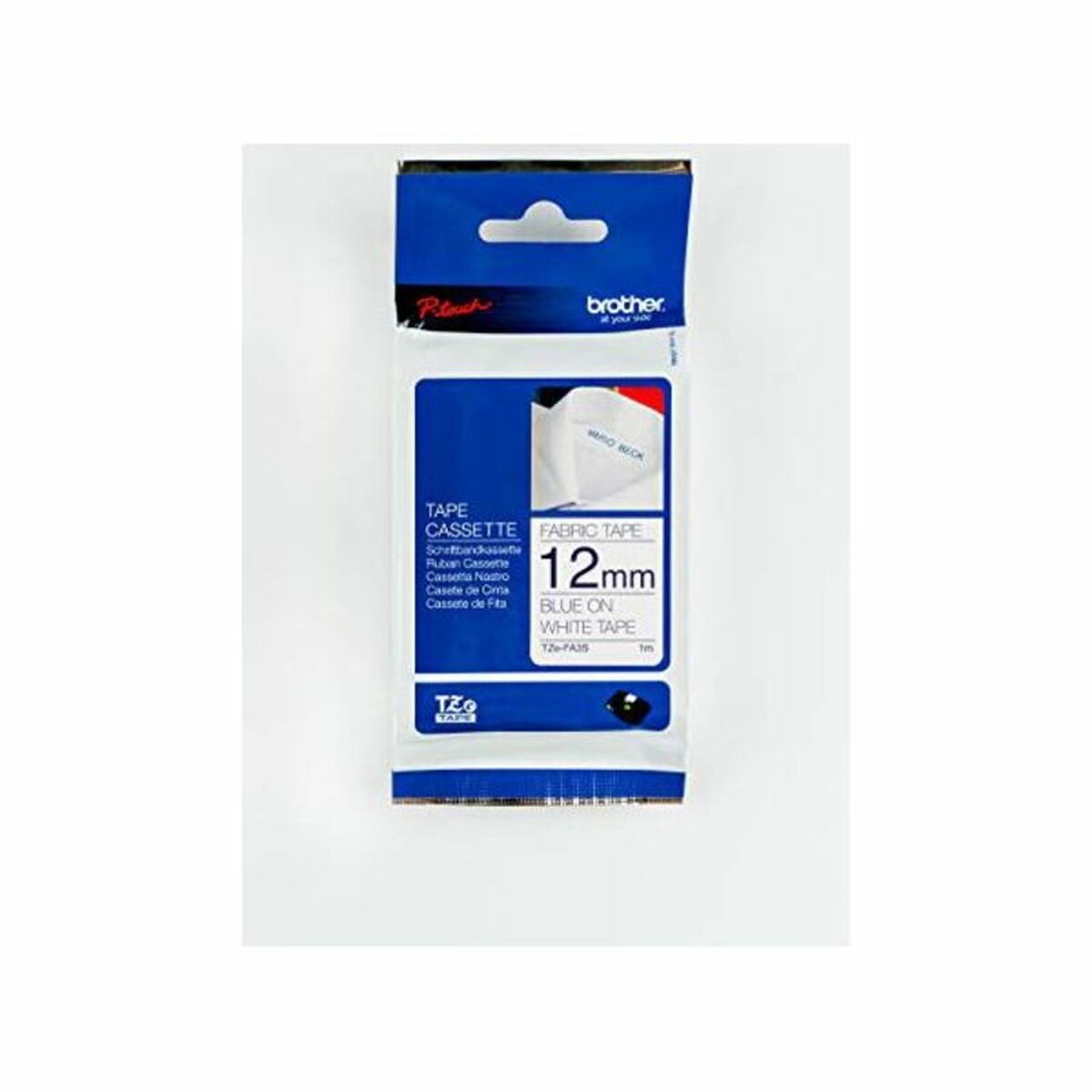 Afbeeldingen van Laminated Tape for Labelling Machines Brother TZEFA3 Blue Blue/White 12 mm