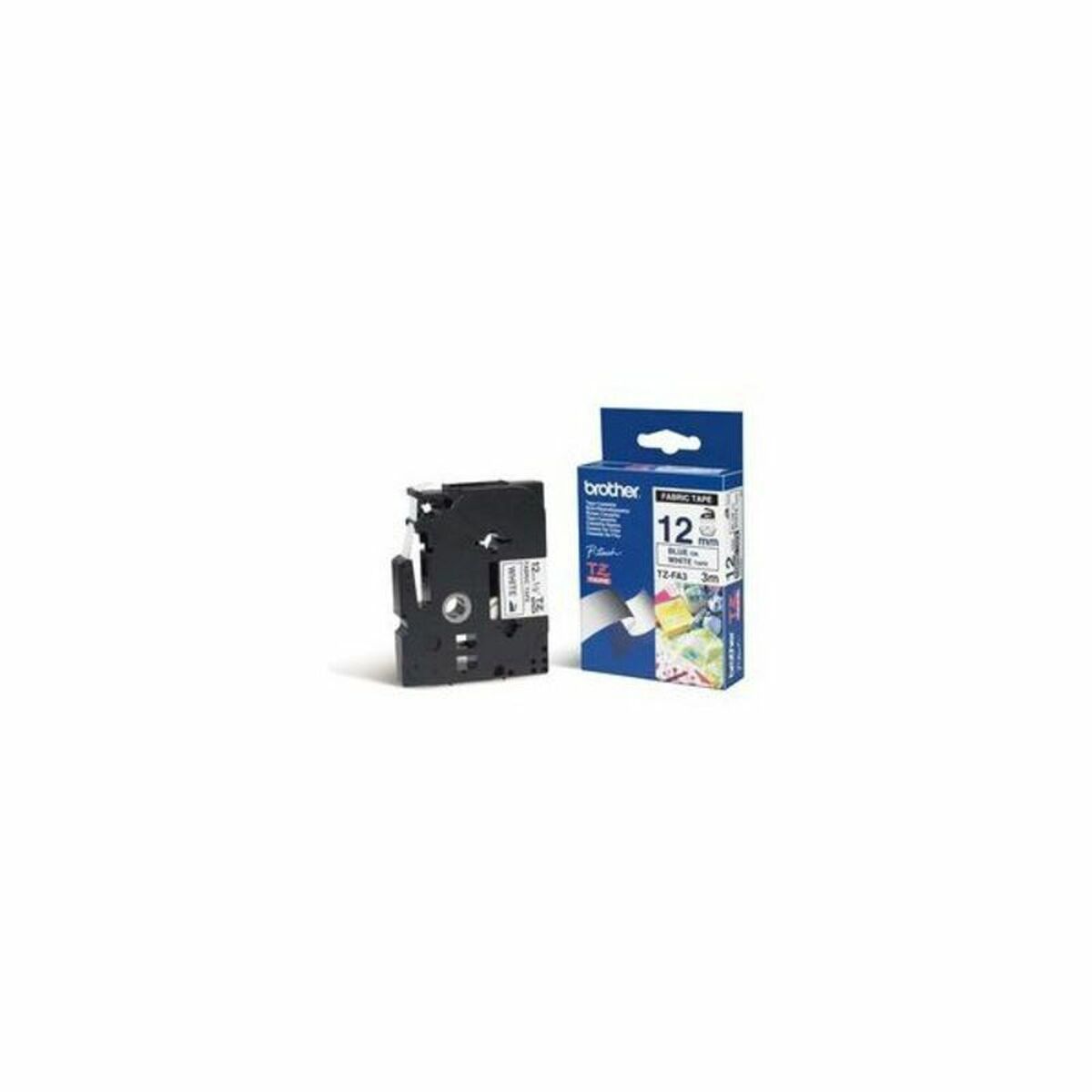Afbeeldingen van Laminated Tape for Labelling Machines Brother TZEFA3 Blue Blue/White 12 mm