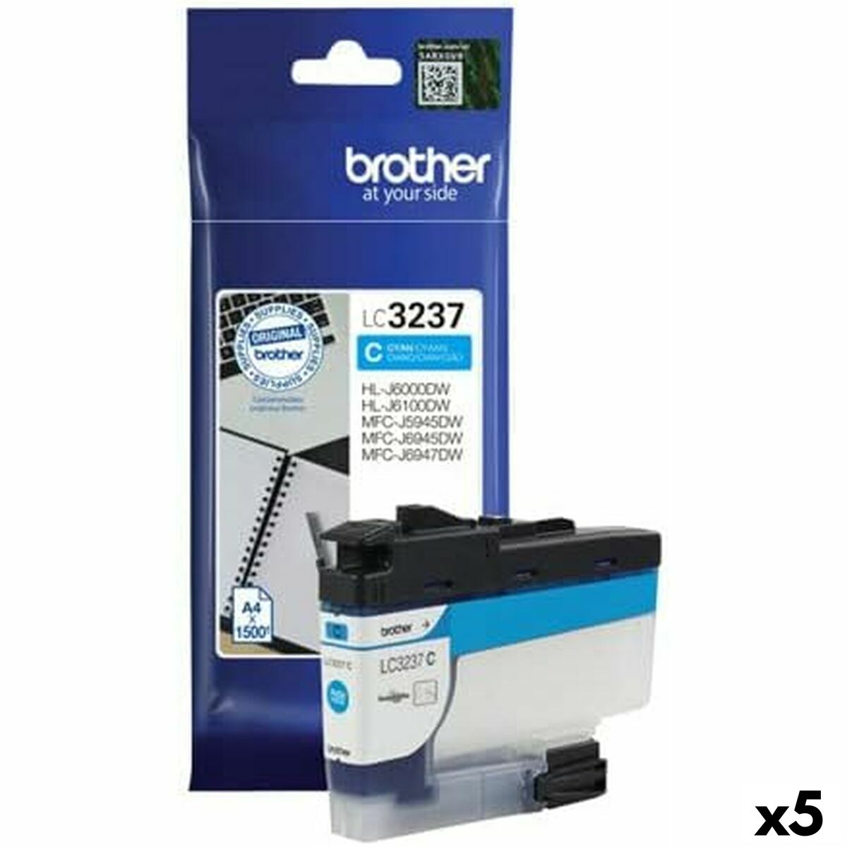 Afbeeldingen van Original Ink Cartridge Brother HLJ6000 / MFCJ5945, 6945 Cyan (5 Units)