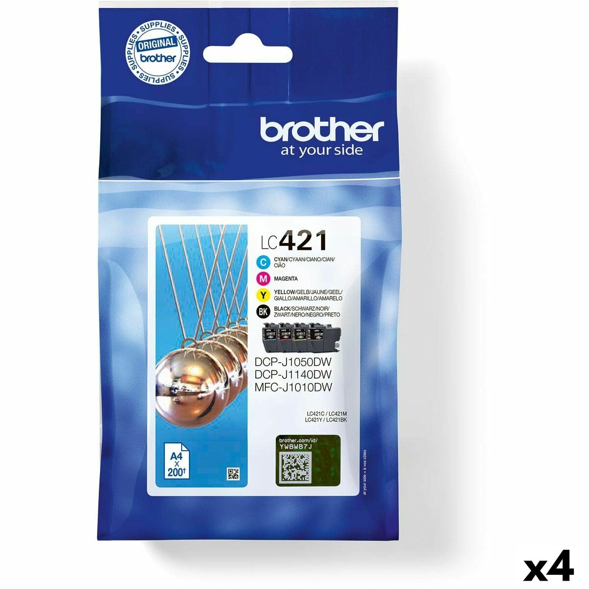 Cartouche d'encre originale Brother MFC-J1010DW / DCP-J1050DW Jaune (4 Unités)