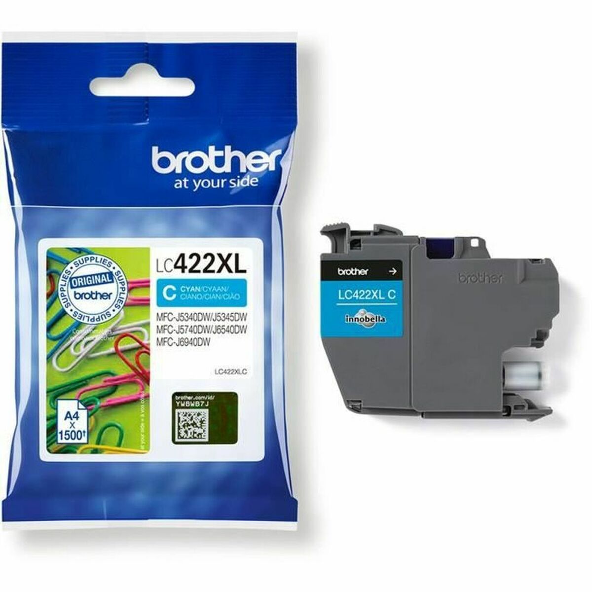 Afbeeldingen van Original Ink Cartridge Brother LC-422XLC Cyan