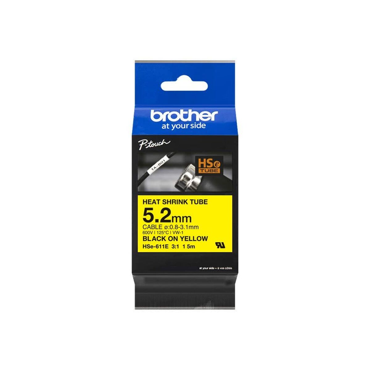 Afbeeldingen van Laminated Tape for Labelling Machines Brother HSE611E Black Multicolour (1 Unit)