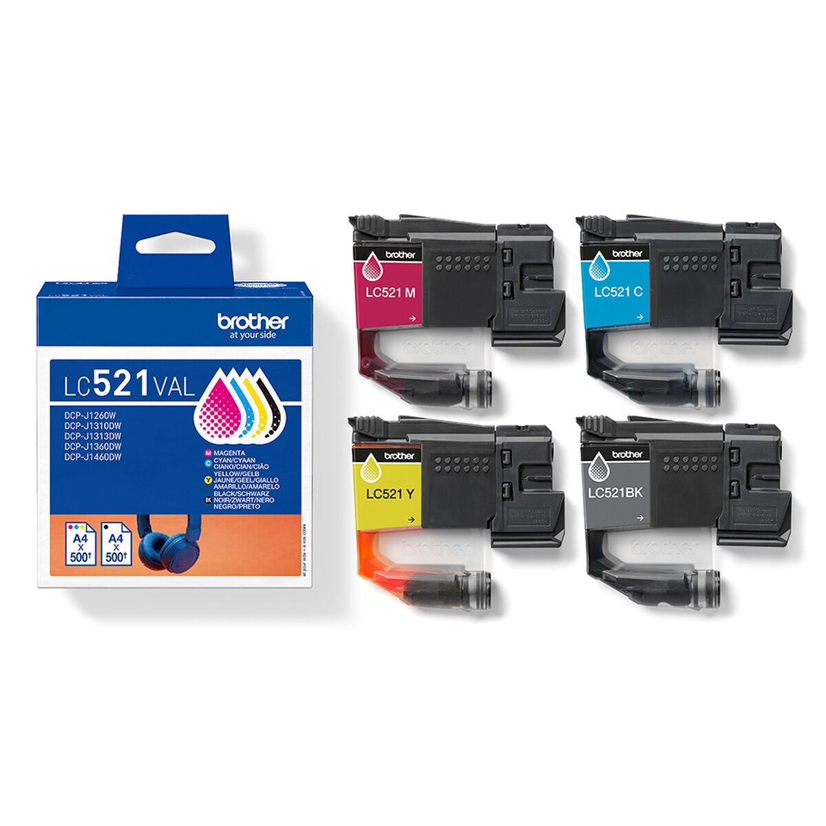 Bild von Original Ink Cartridge Brother LC521VAL Yellow (4 Units)